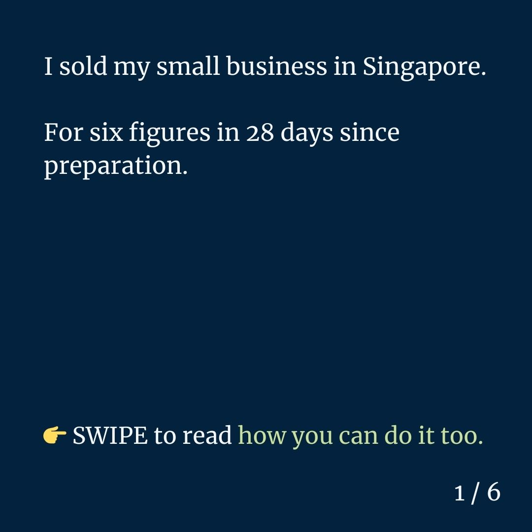 Sell My Business SG Facebook ad: I sold my small business in Singapore for…