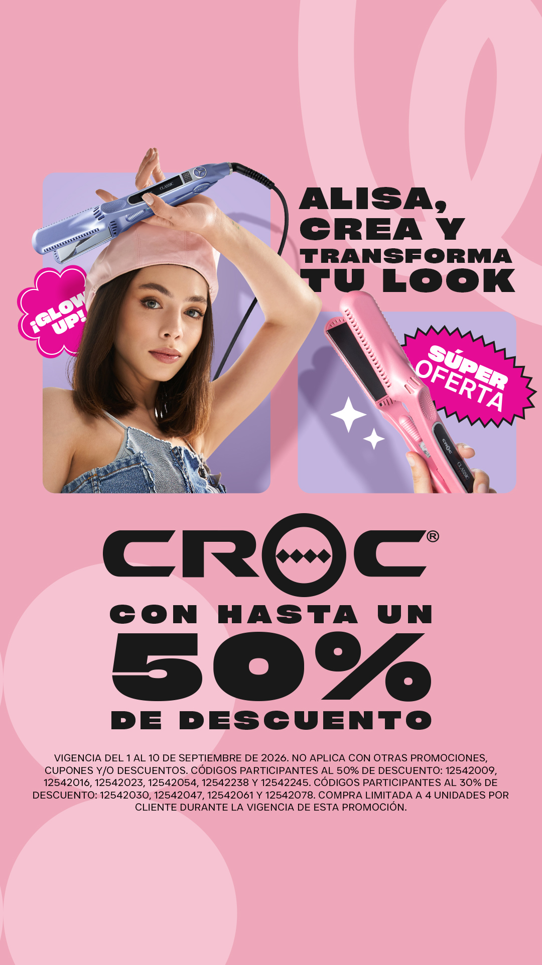 Sally México Facebook ad: 50% OFF en CROC