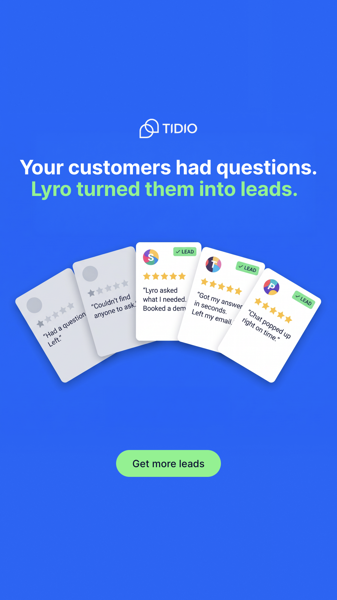 Tidio Facebook ad: More Leads From Your Existing Traffic