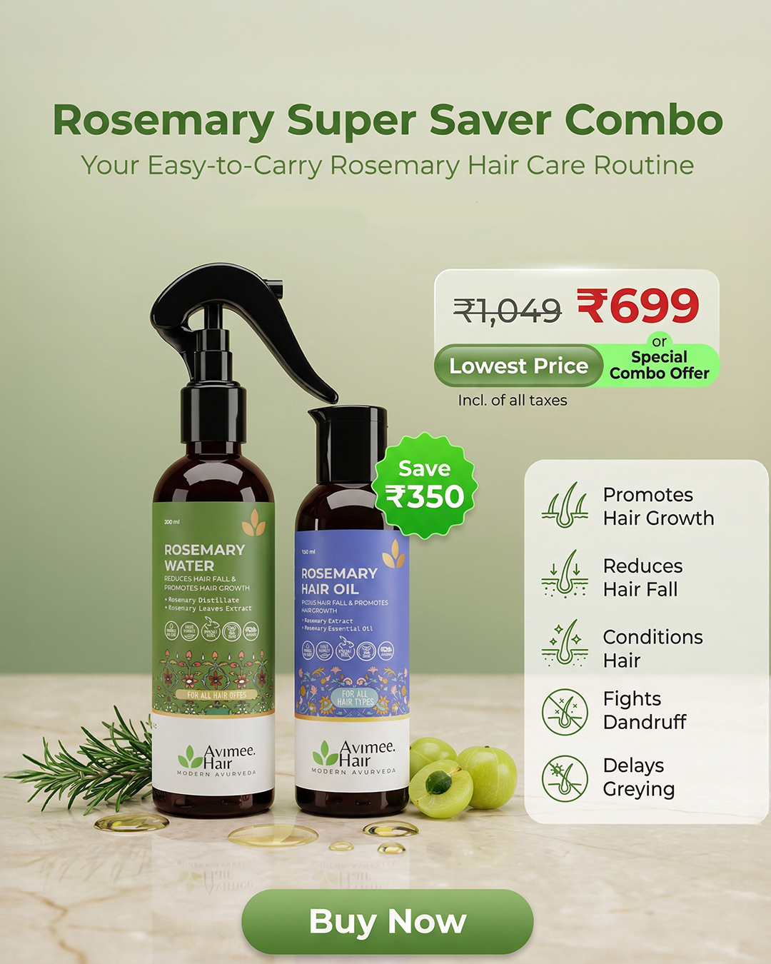 Avimee.Hair Facebook ad: Daily Hair & Skin Refresh Combo
