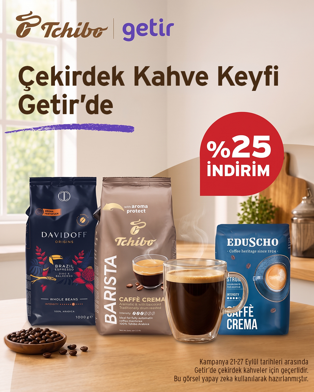 Tchibo Türkiye Facebook ad: Çekirdek Kahve Keyfi Getir'de