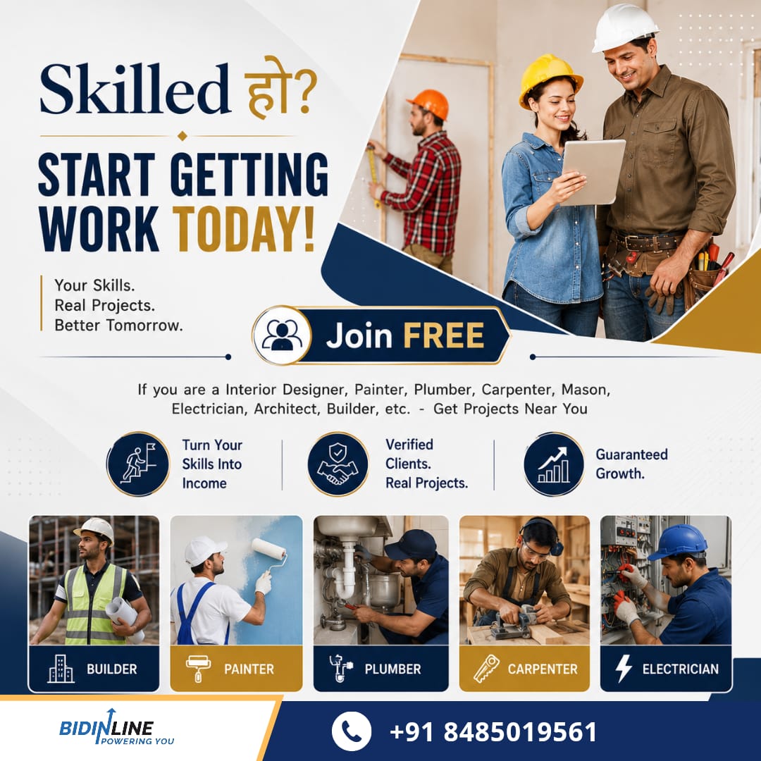 Bidinline India Facebook ad: Join Free / Real Clients / Real Projects