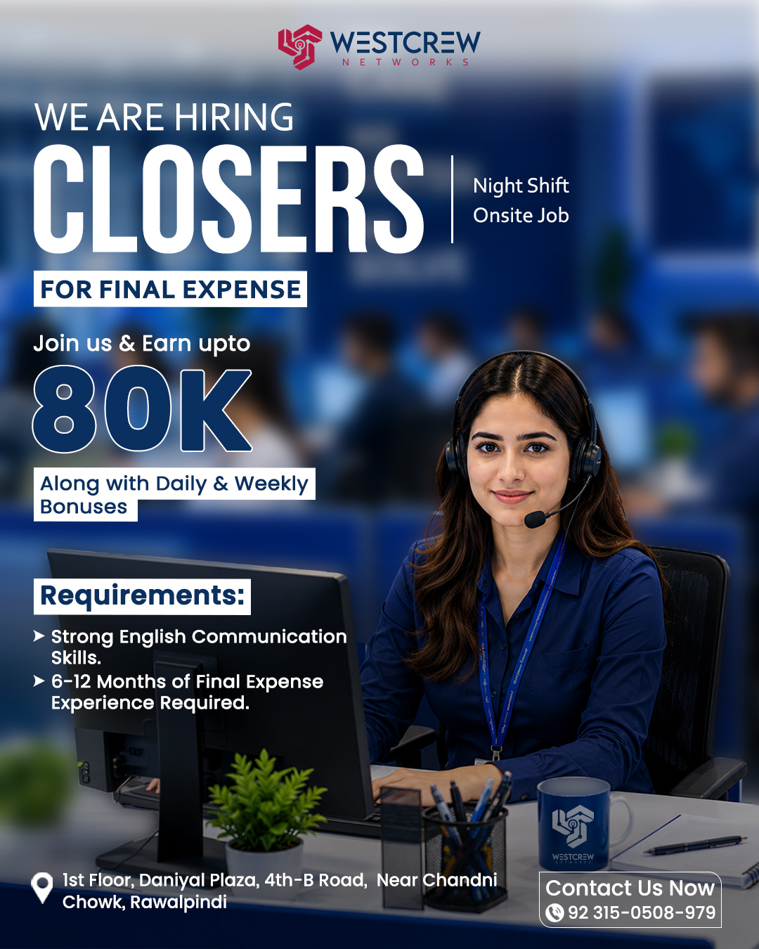 Westcrew Networks Facebook ad: We're Hiring Final Expense Closers!