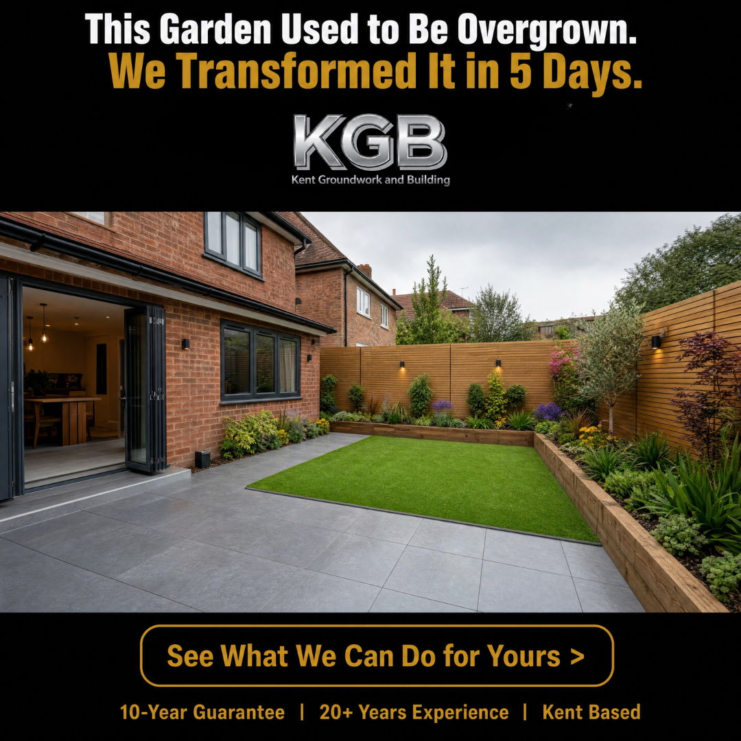 Kent Groundwork & Building Facebook ad: Is Your Garden Letting Your Home Down?