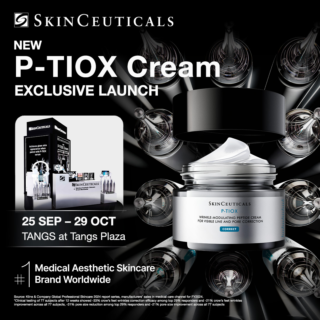 SkinCeuticals Facebook ad: Introducing the NEW P-TIOX Cream, a wrinkle-modulating…