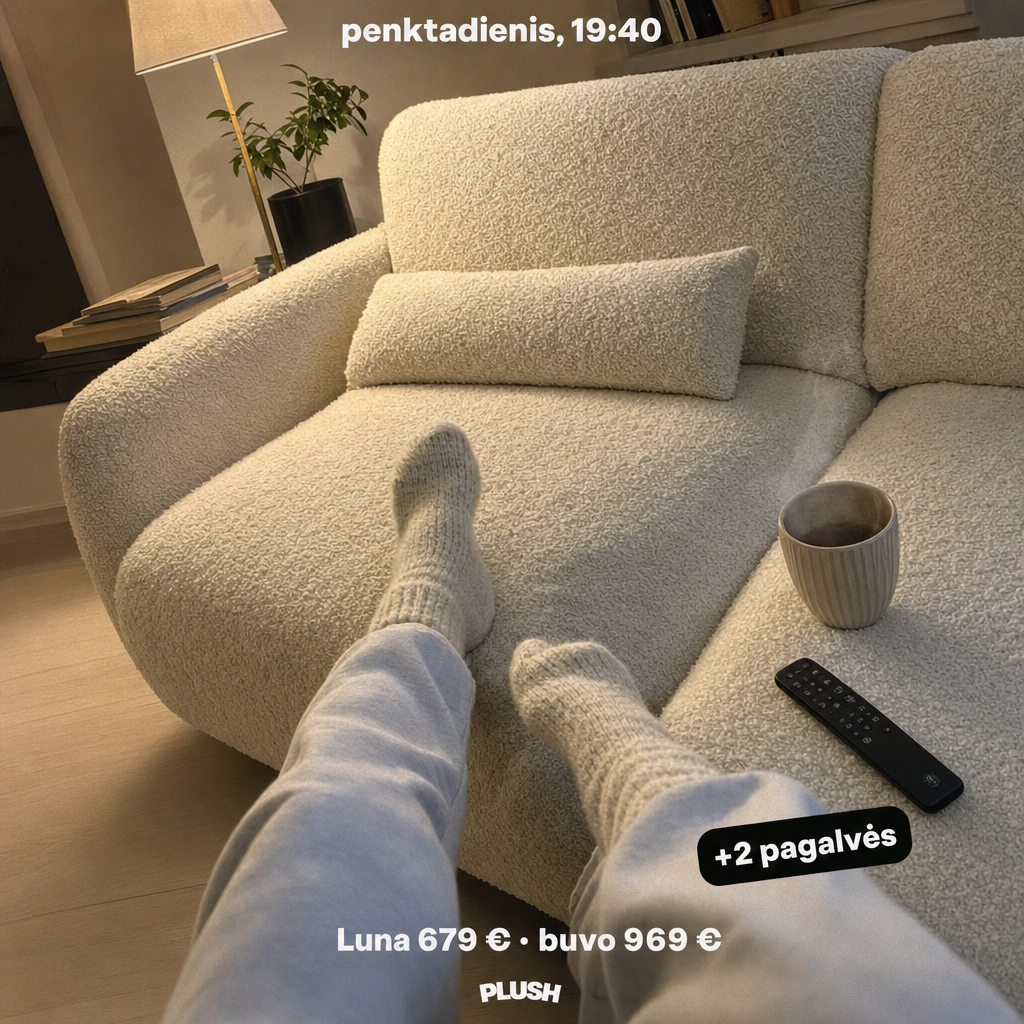 Plush.lt Facebook ad: 679 € + 2 pagalvės dovanų