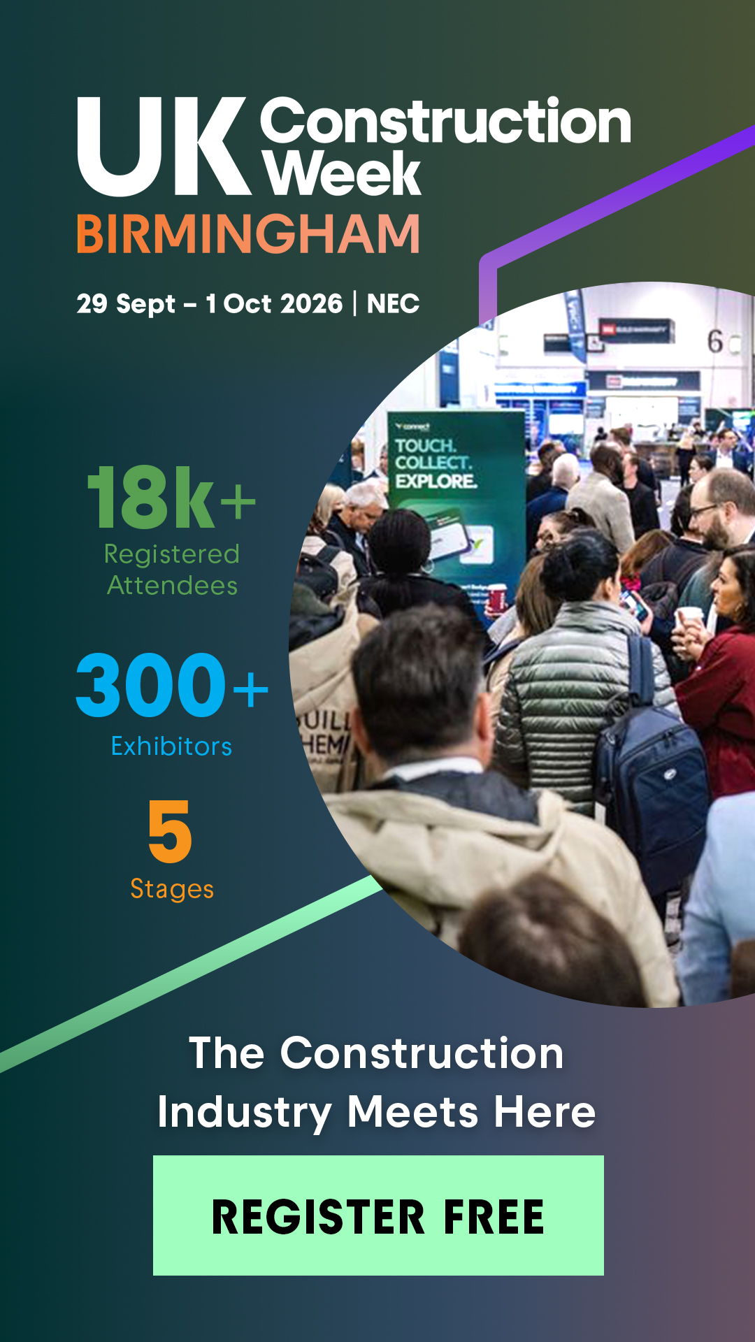 UK Construction Week Facebook ad: The Construction Industry Meets Here