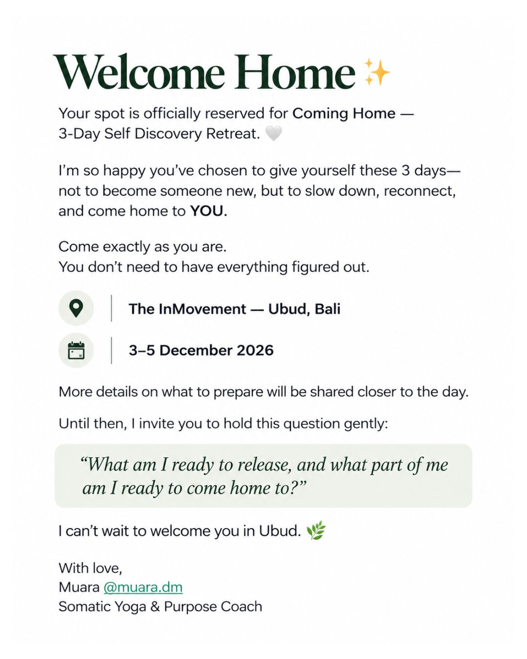 Muara Makarim Facebook ad: COMING HOME: A Return to Yourself
