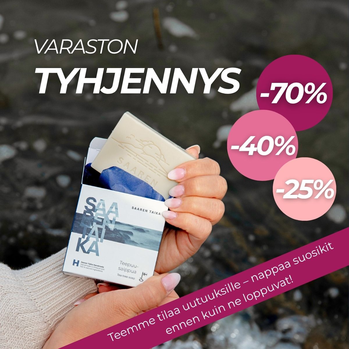Saaren Taika Facebook ad: Ale jopa -70 %
