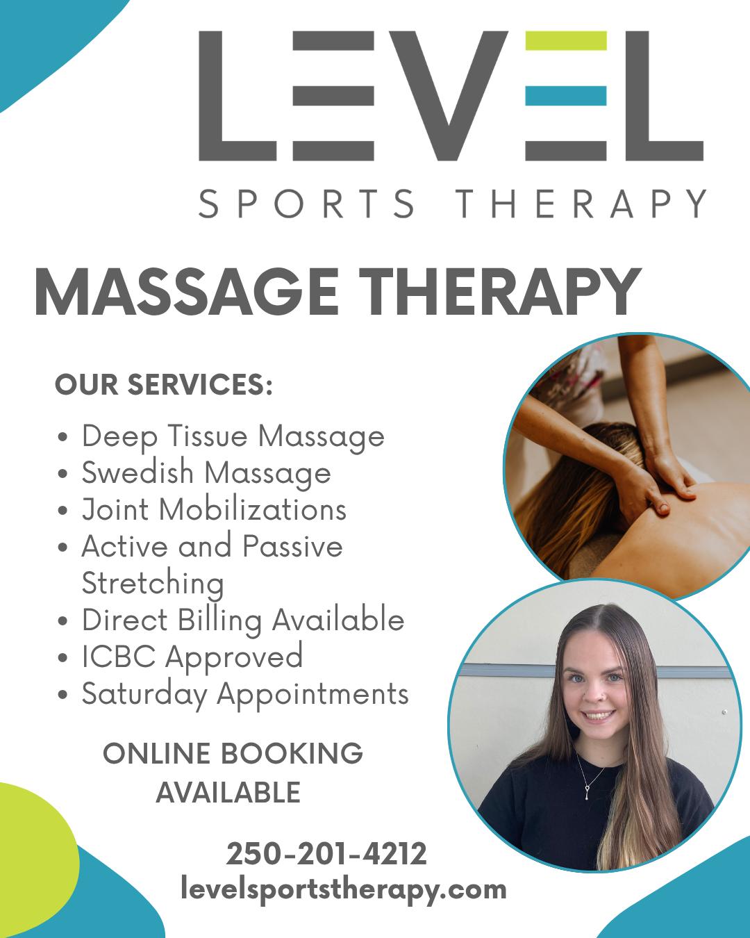 Level Sports Therapy Facebook ad: Relax. Recover. Recharge.