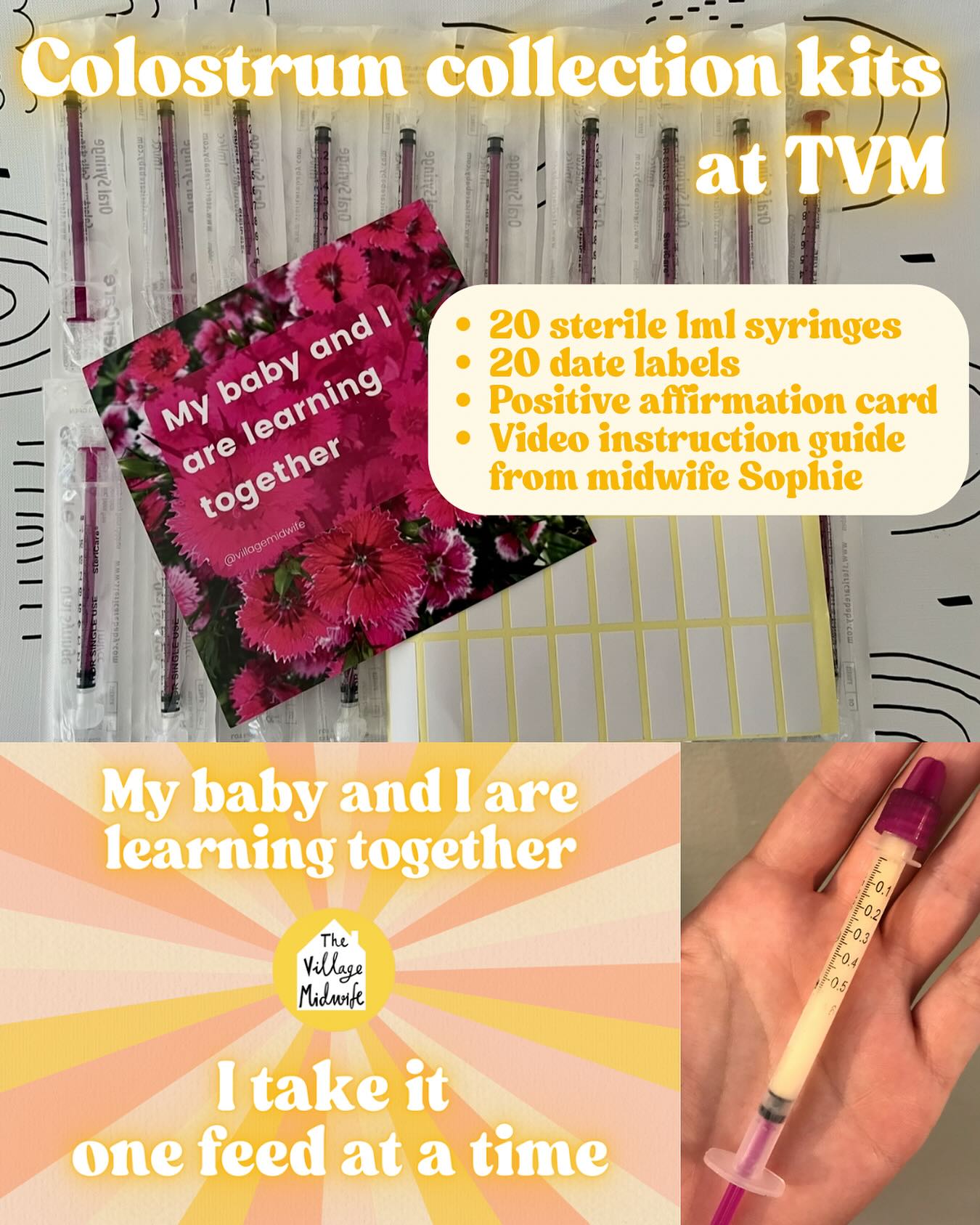 The Village Midwife: Antenatal and Postnatal Courses Facebook ad: Colostrum Syringes | Posted, The Village Midwife