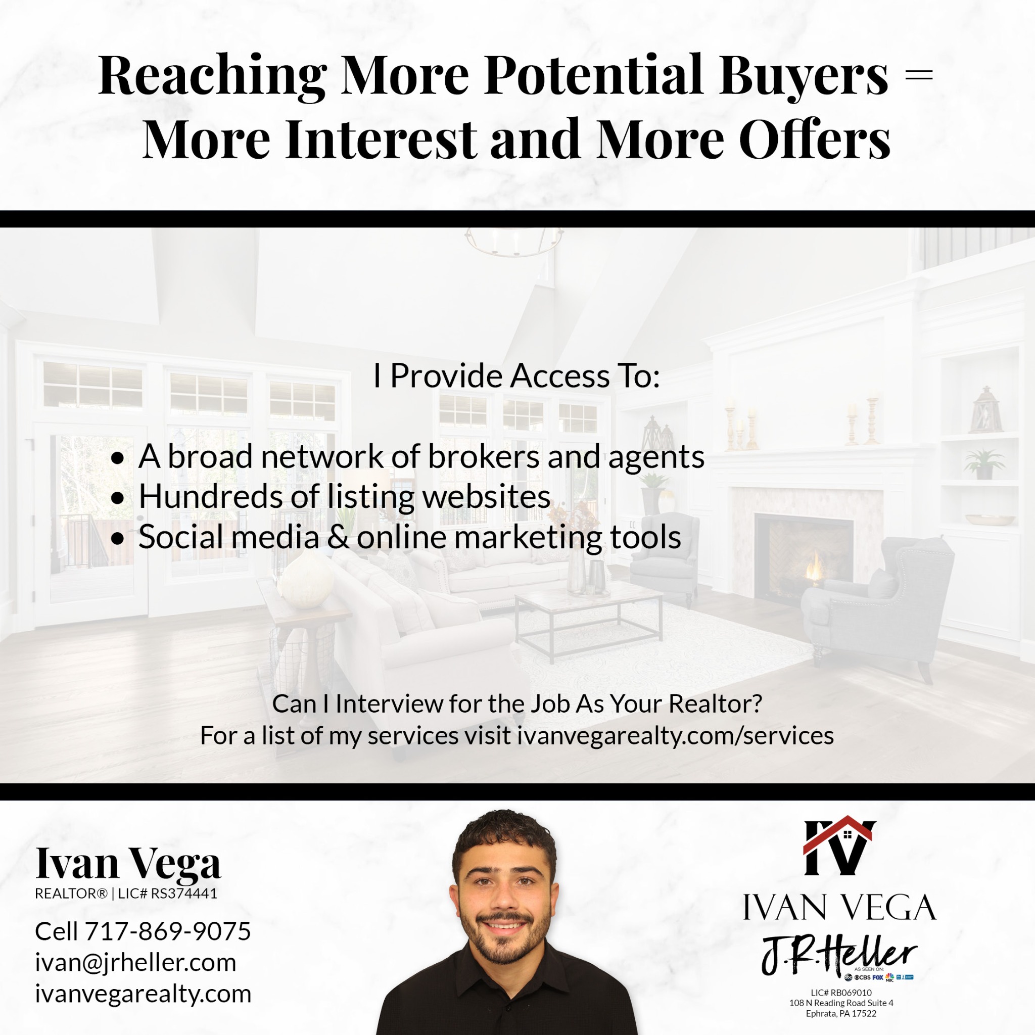 Ivan Vega Real Estate Facebook ad: Message or Call (717) 869-9075