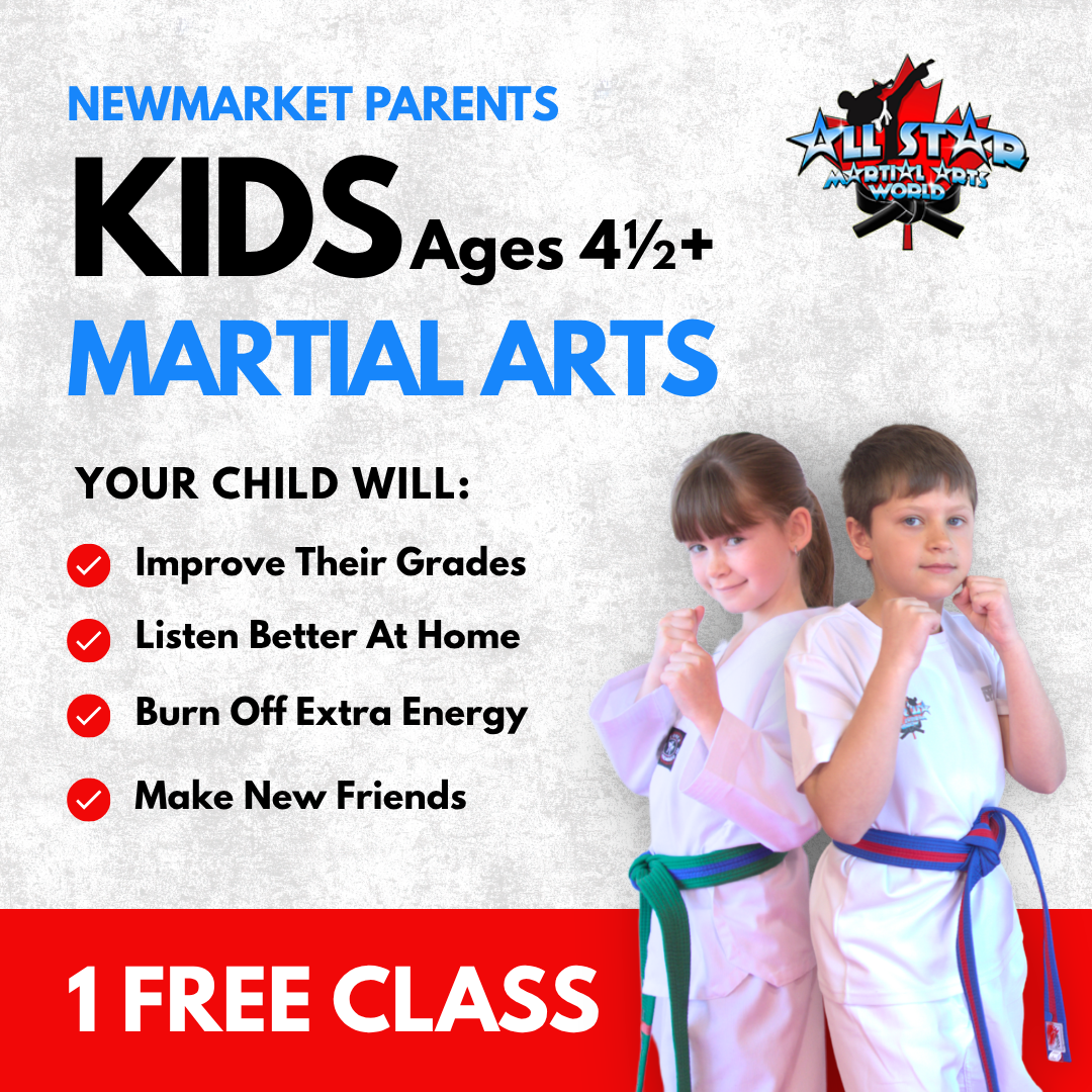 All Star Martial Arts Newmarket Facebook ad: Kids Taekwondo (Ages 4.5+) | Free Trial Pass
