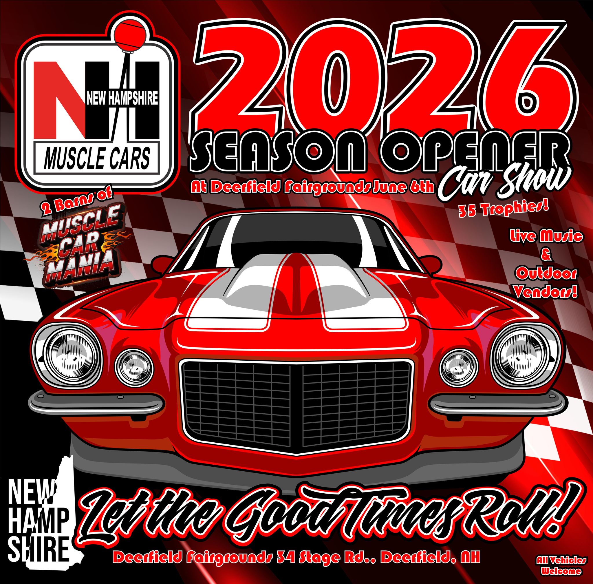 NH Muscle Cars Public Page Facebook ad: NH Muscle Cars Season Opener Car Show: Let the Good Times…
