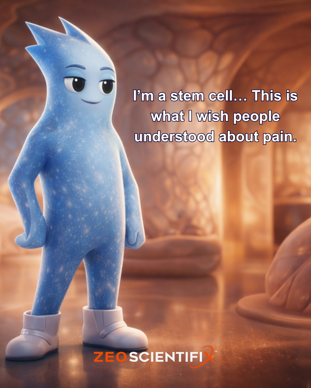 ZEO ScientifiX Facebook ad: Stem cells ≠ pain pills.