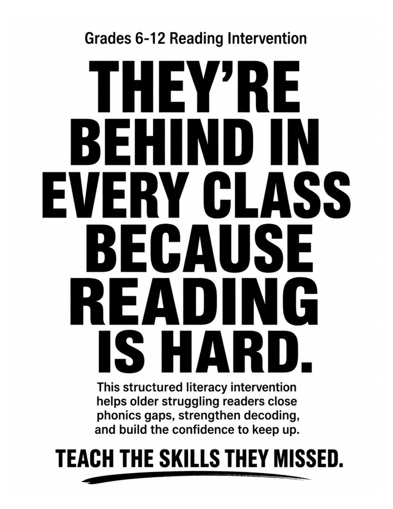 Budding Brains Books Facebook ad: If Reading Is Weak, Every Subject Feels Harder