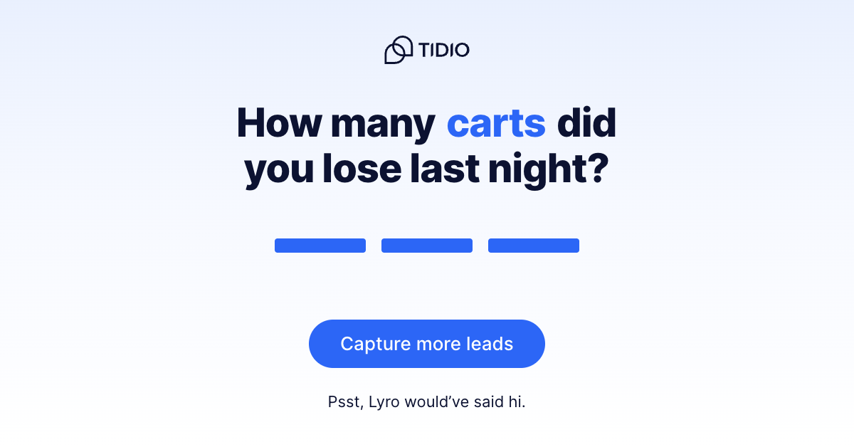 Tidio Facebook ad: More Leads From Your Existing Traffic
