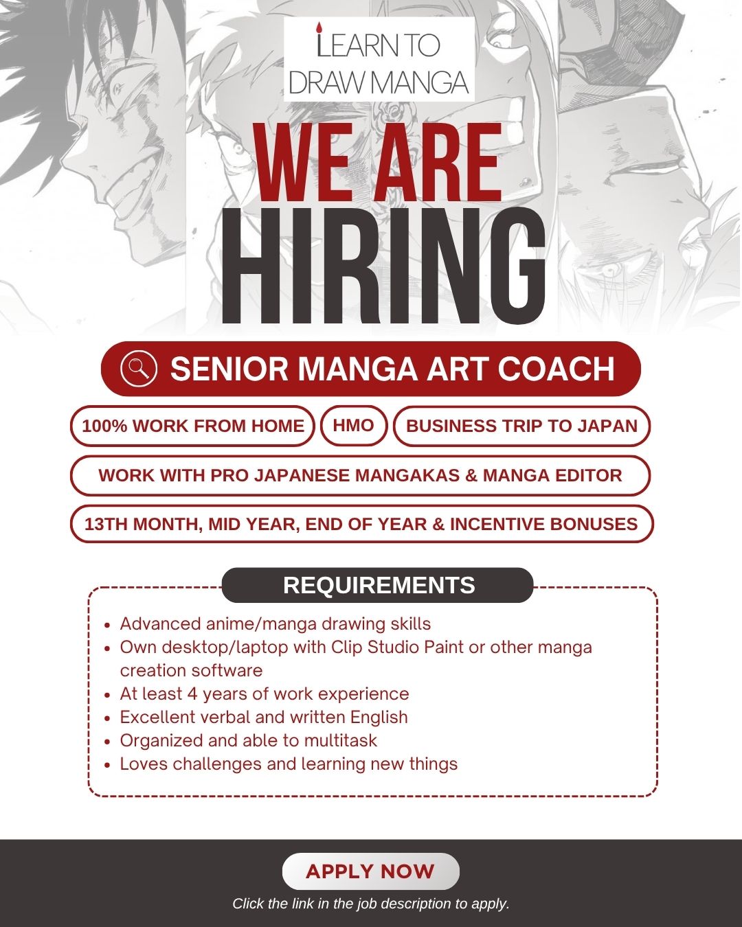 Learn to Draw Manga Facebook ad: Full‑Time WFH Senior Manga Art Coach