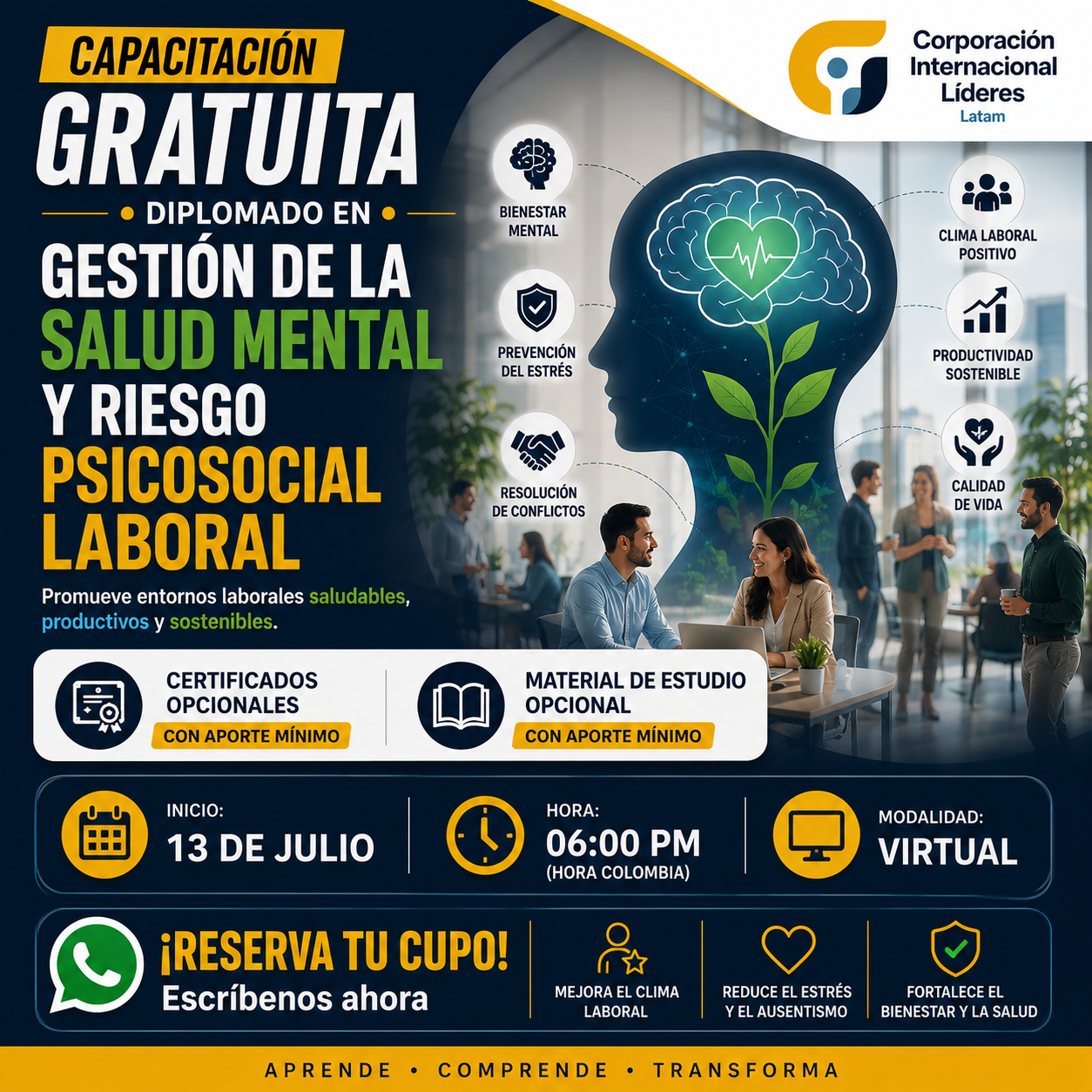 Corporación Internacional Líderes Latinoamérica ONG Facebook ad: DIPLOMADO EN GESTION DE LA SALUD MENTAL Y RIESGO…