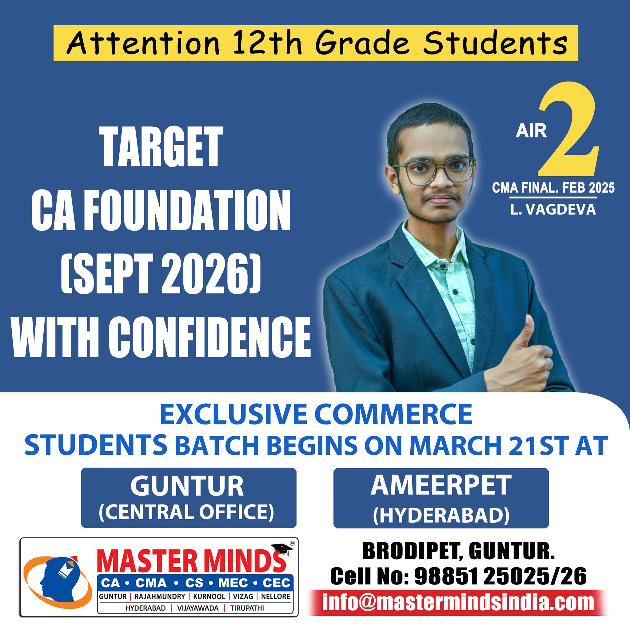 MASTERMINDS For CA Facebook ad: CA FOUNDATION REGULAR COACHING CLASSES DETAILS.