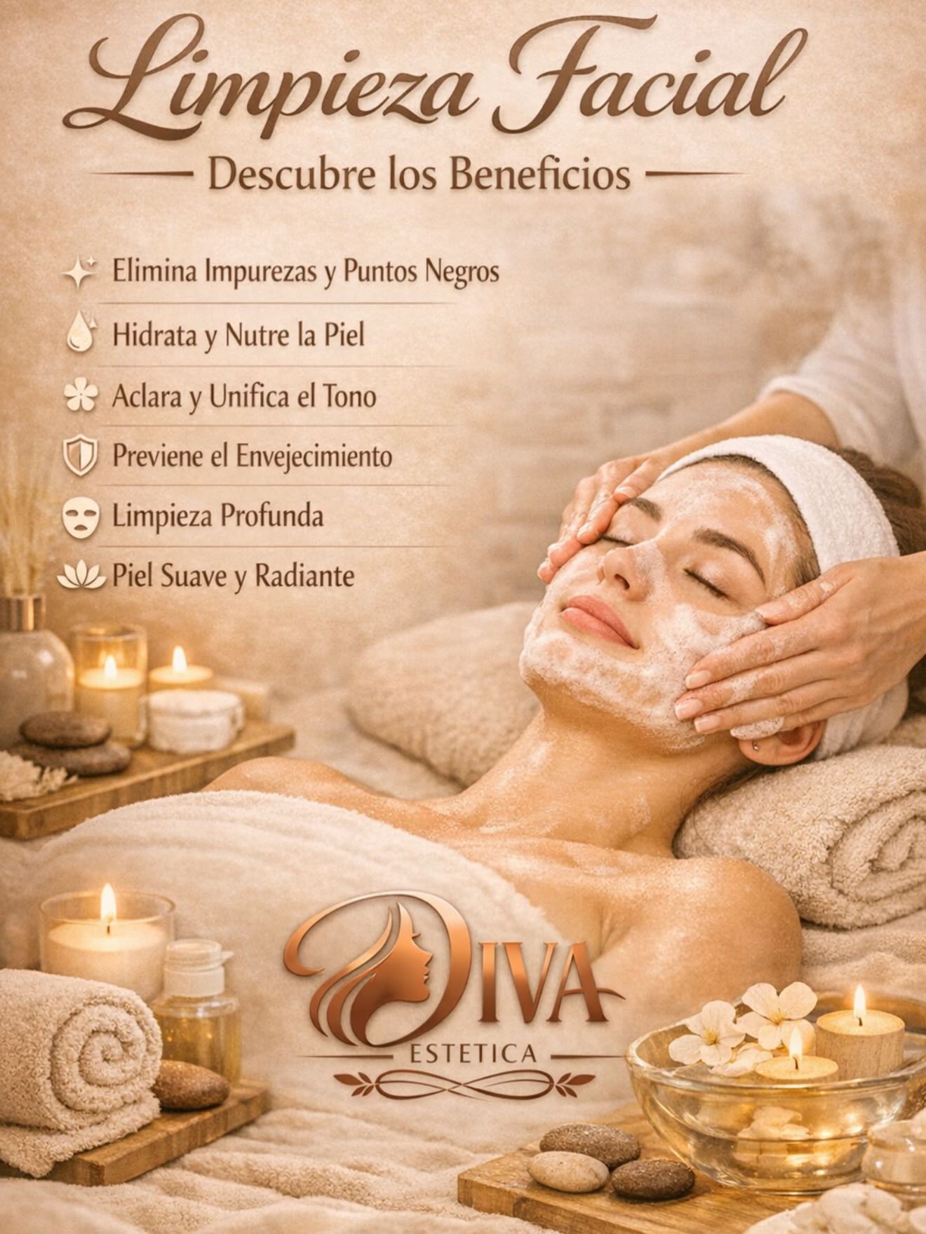Diva Estetica Facebook ad: Benefits of a facial cleansing