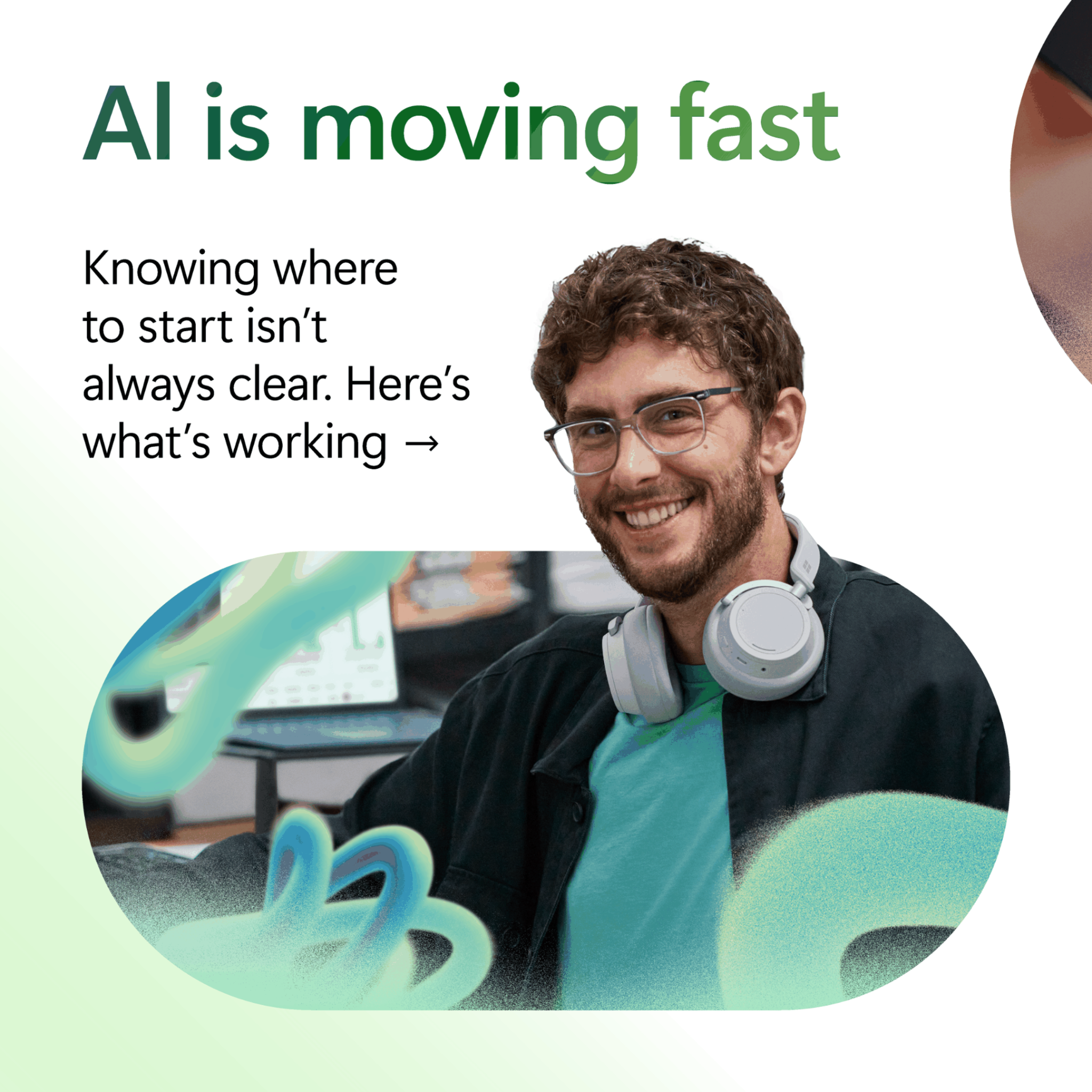 Microsoft in Business Facebook ad: AI is moving fast.