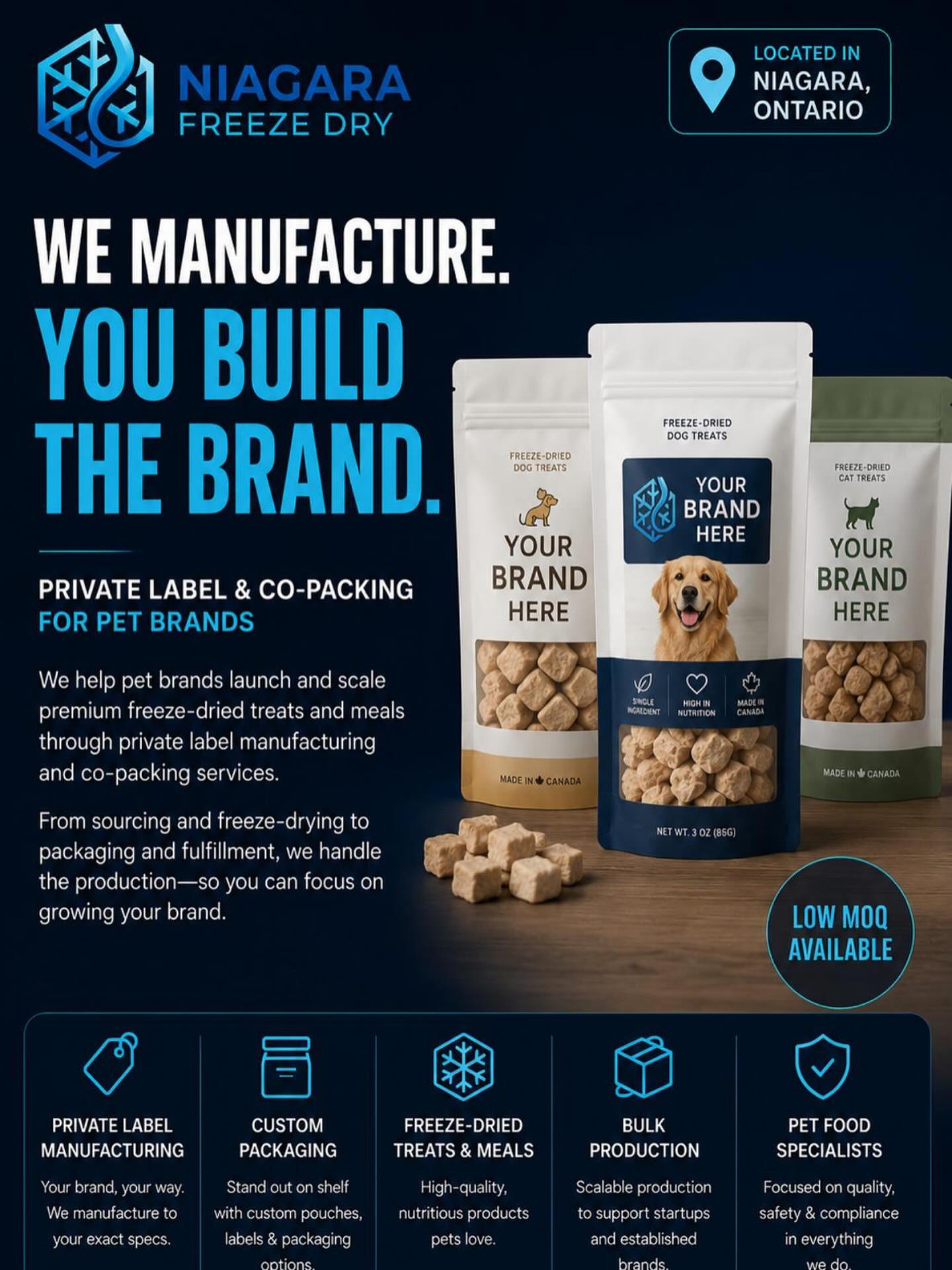 Niagara Freeze Dry Co. Facebook ad: Located in the heart of Niagara, we are…