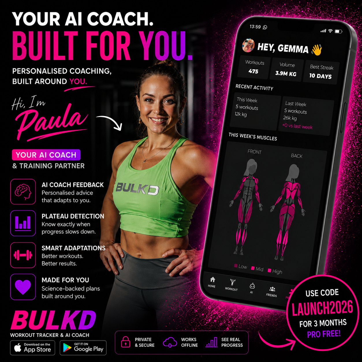BULKD Workout Tracker & AI Facebook ad