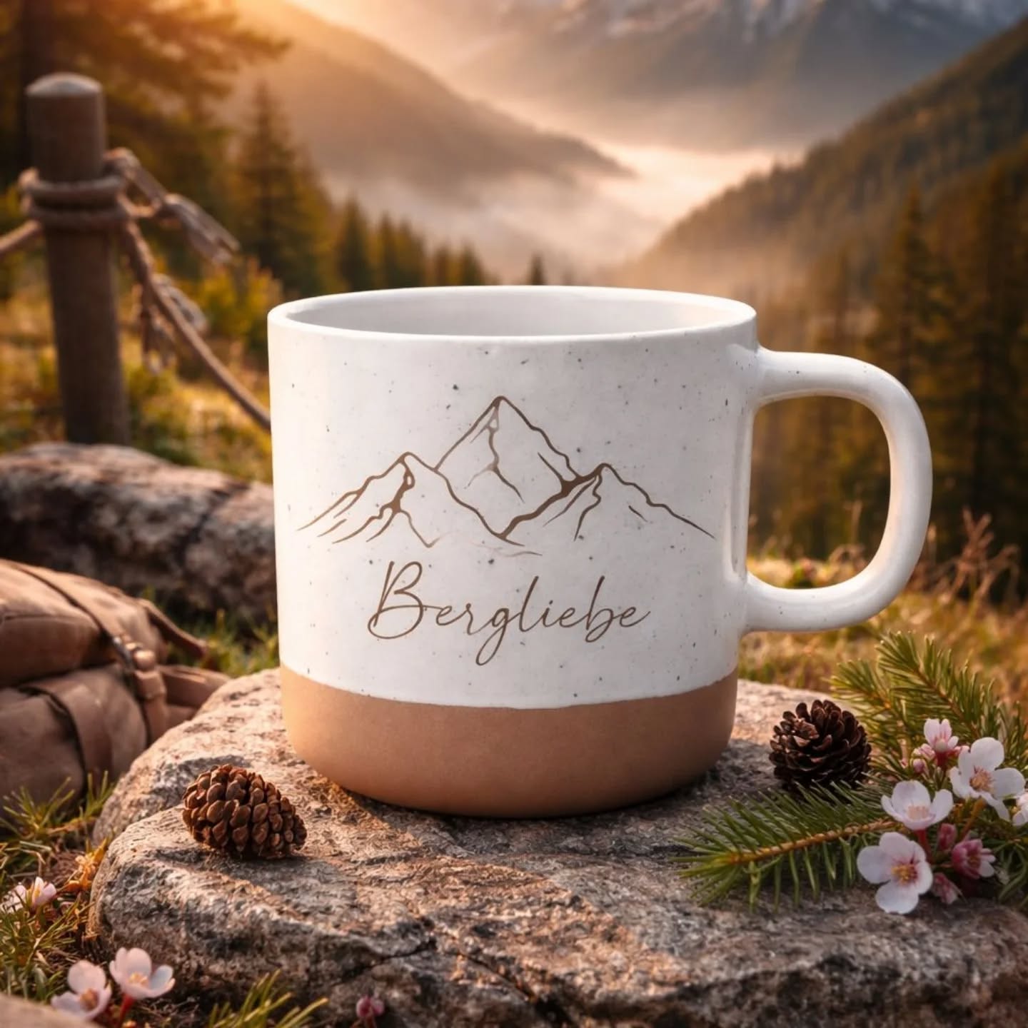 Pohmer Design Facebook ad: Kaffee + Berge = perfekter Start in den…