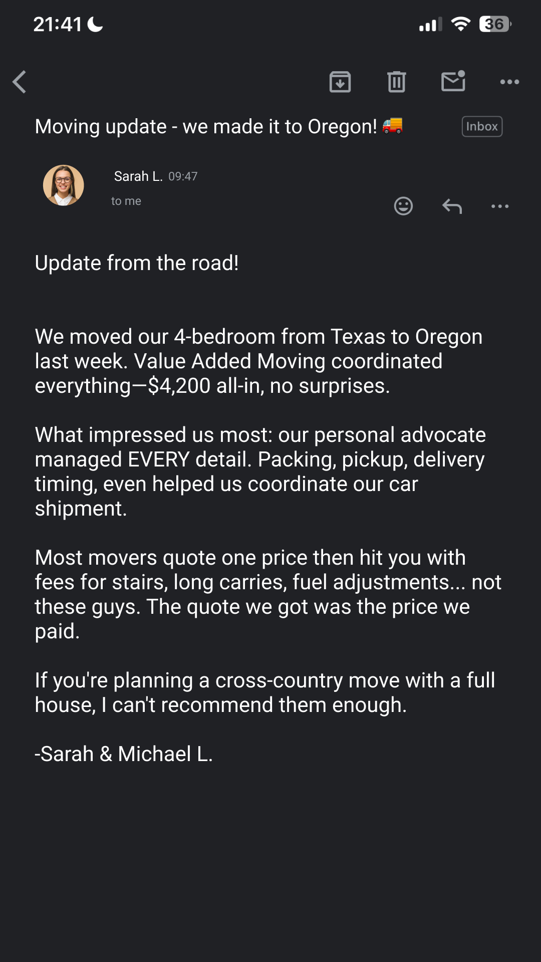 Value Added Moving Facebook ad