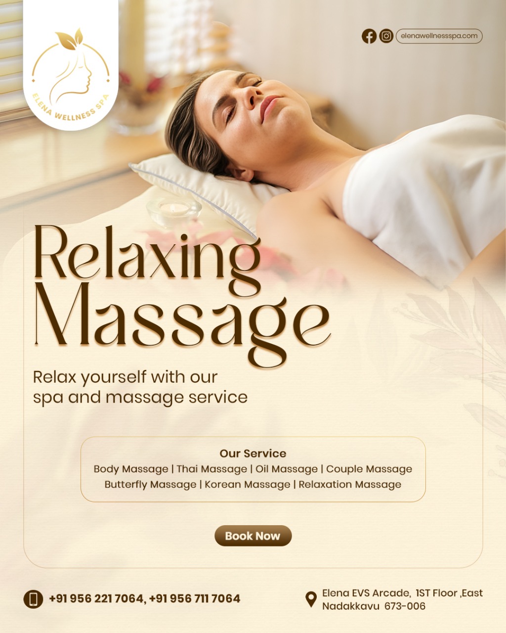 Elena Wellness Spa Facebook ad: ആരോഗ്യകരമായ സ്പാ ചികിത്സകളും മസാജ് സേവനങ്ങളും അനുഭവിക്കാൻ…