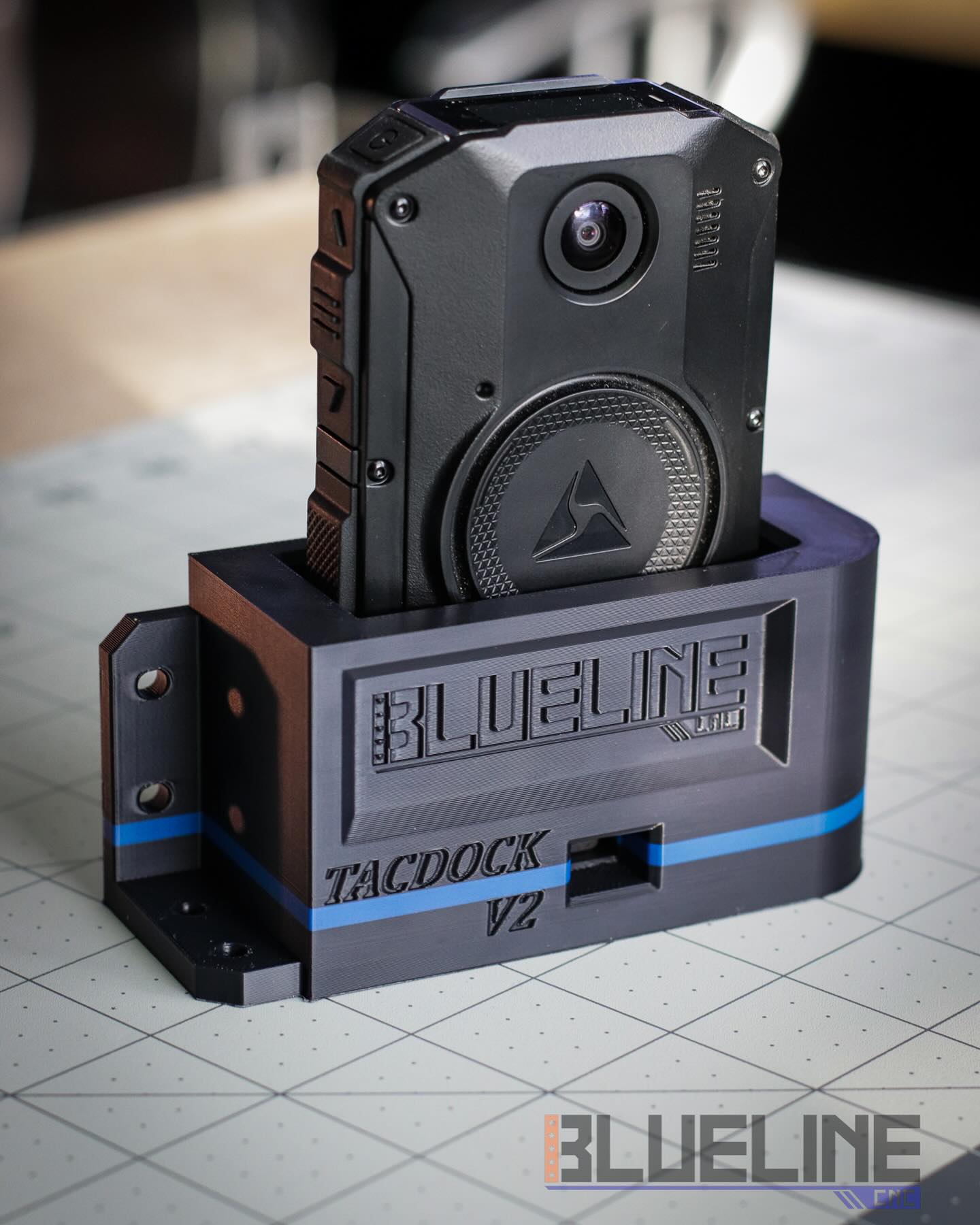 Blueline CNC Facebook ad: Give your body-worn camera a secure place to…