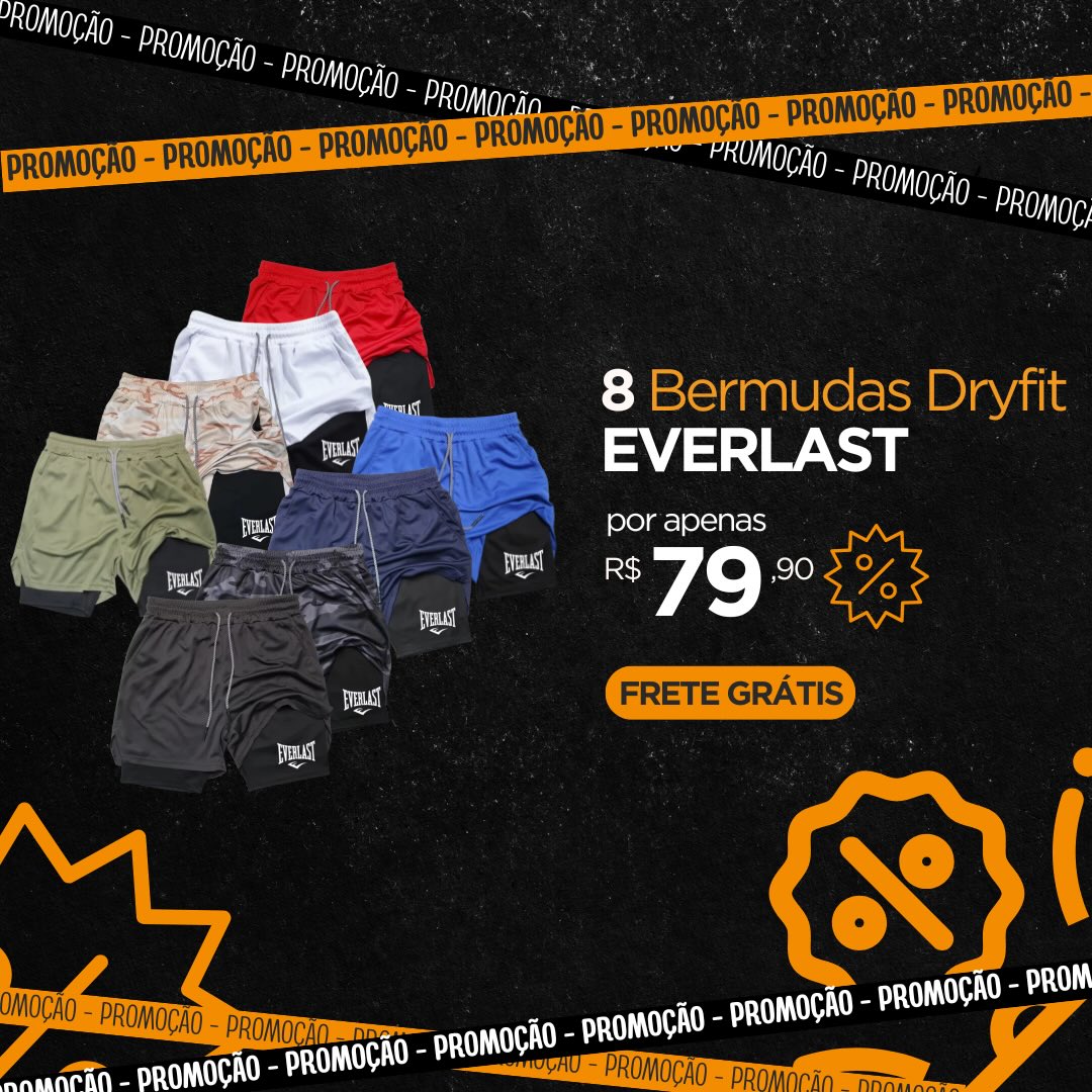 Bergstrom Facebook ad: Kit 8 Bermudas Everlast, Frete Grátis