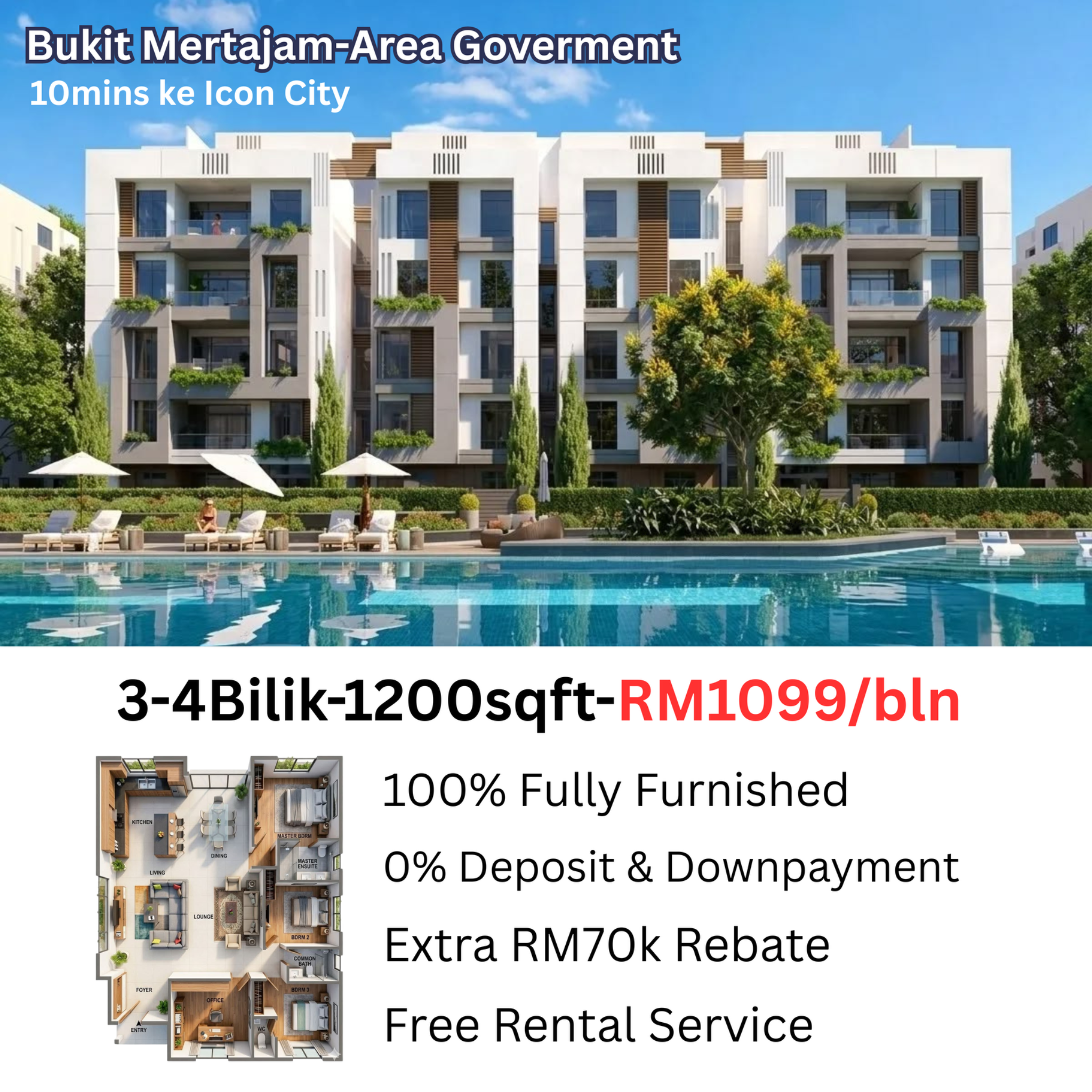 Penang Hottest Property Facebook ad: FREE 100% Fully Furnished