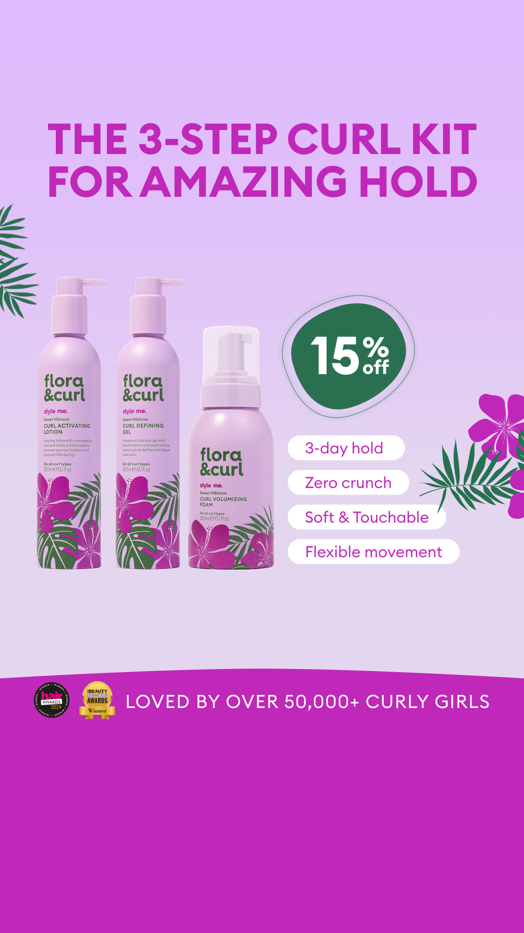 Flora & Curl Haircare Facebook ad