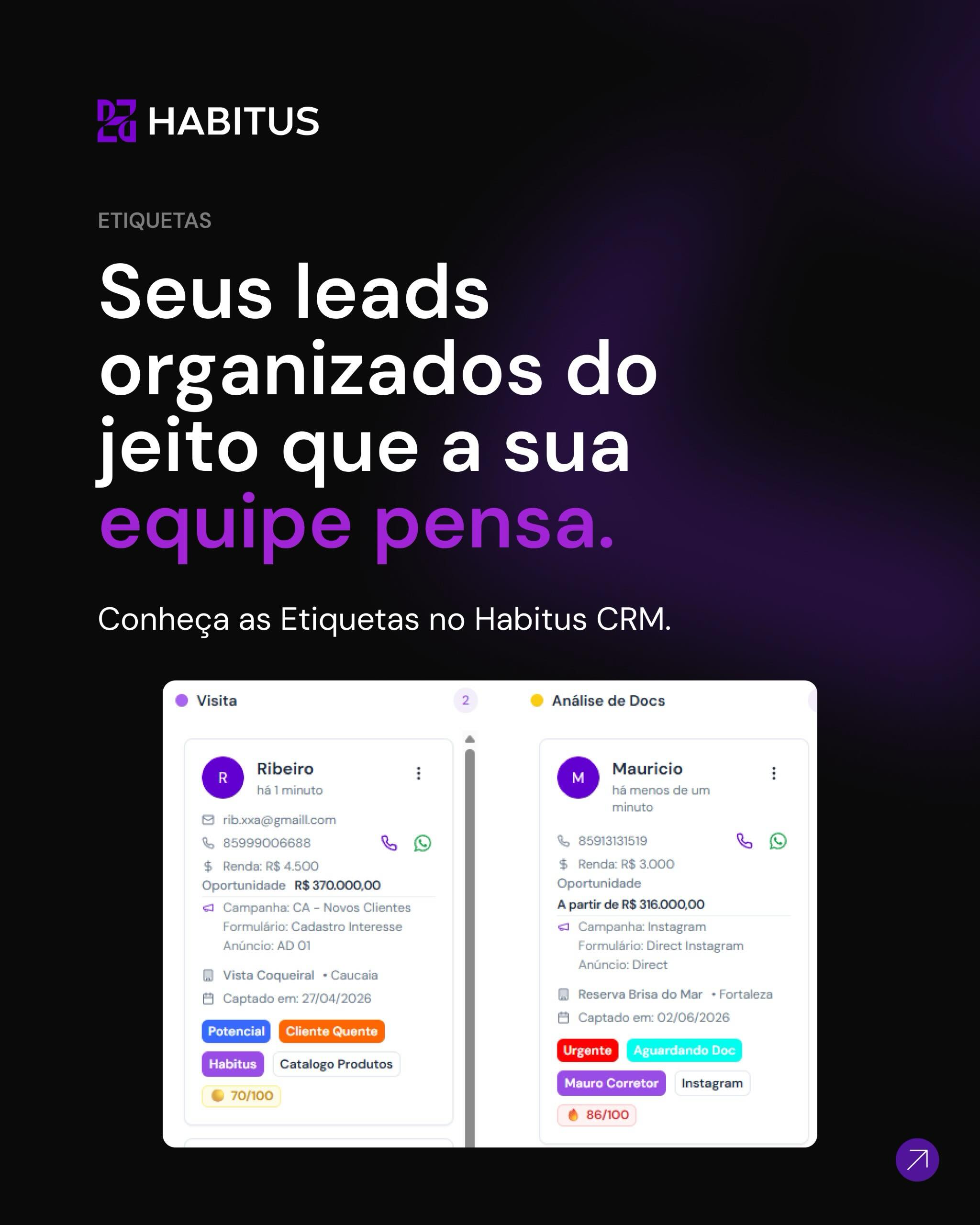 Habitus CRM Facebook ad: Sabe aquele funil cheio de lead e você…