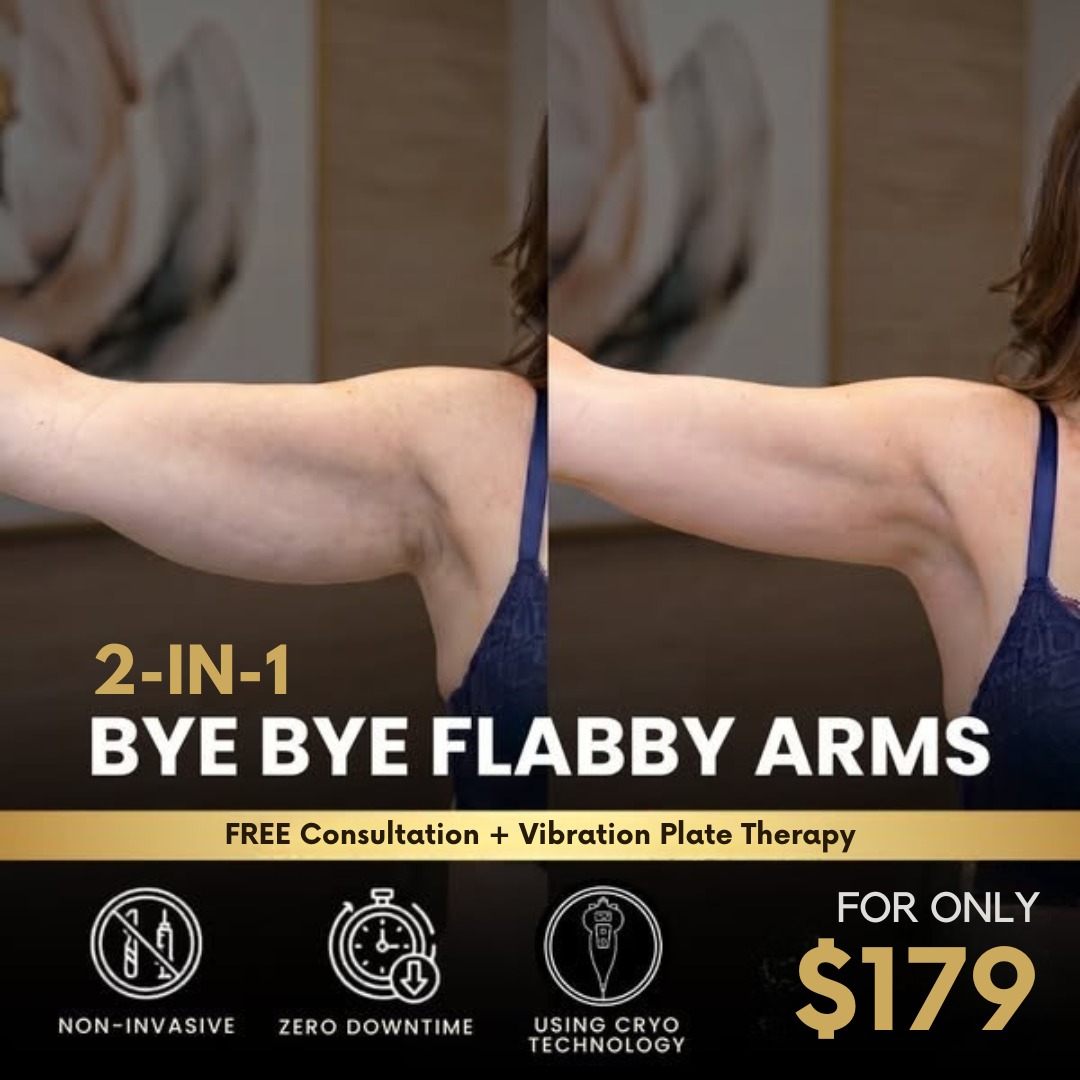A New U Cryo Spa Facebook ad: Get Our Bye Bye Flabby Arms - Now $179!