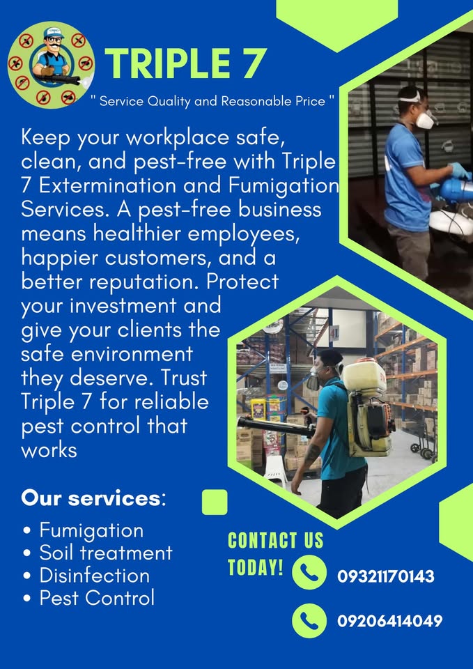 Triple 7 Extermination and Fumigation Services Facebook ad: TRIPLE 7 Extermination and Fumigation Services (PEST…