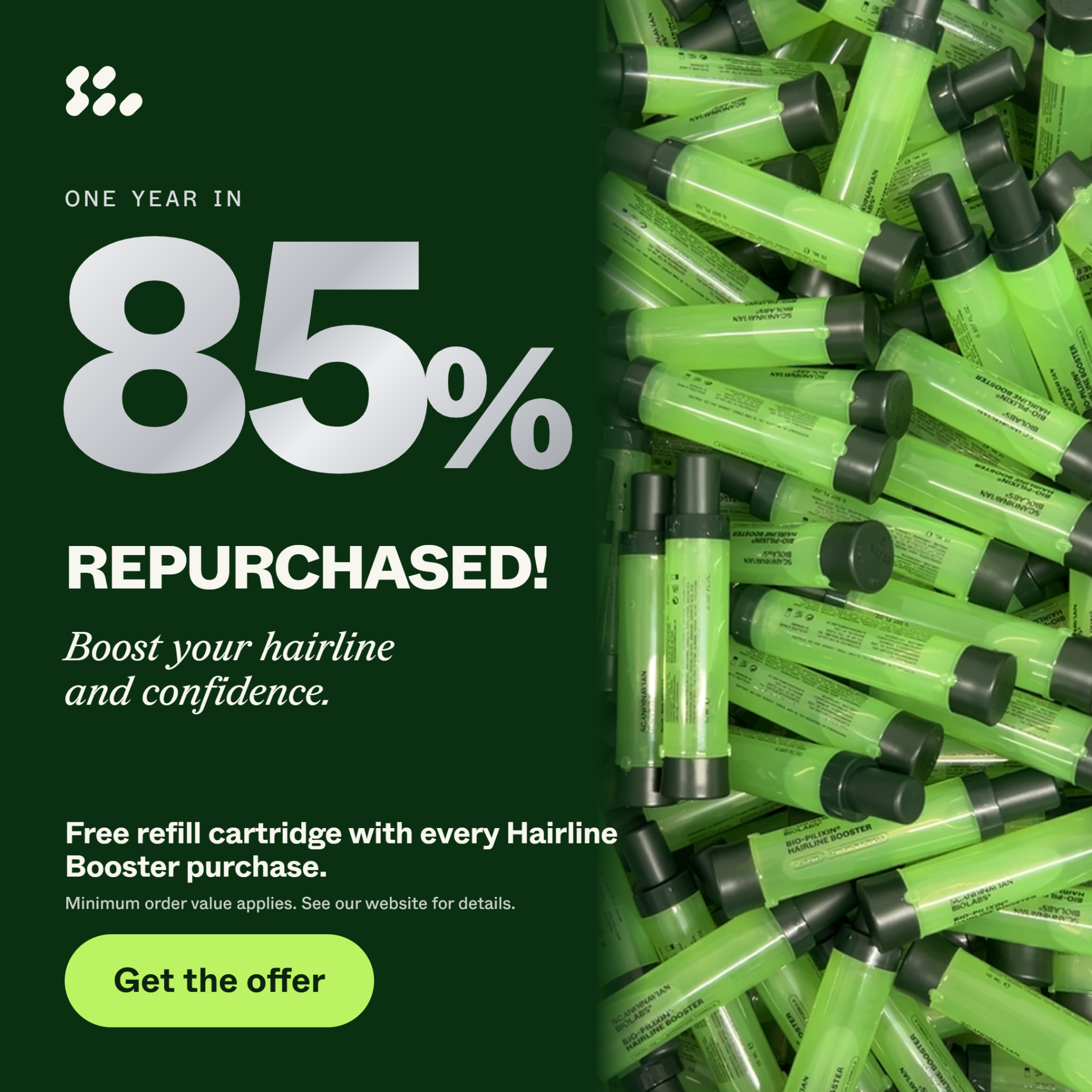 Scandinavian Biolabs Facebook ad: Add a Booster, Get a Cartridge Free