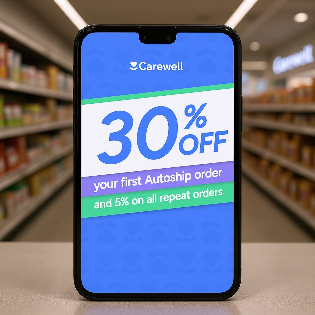Carewell Facebook ad: Get 30% off today!
