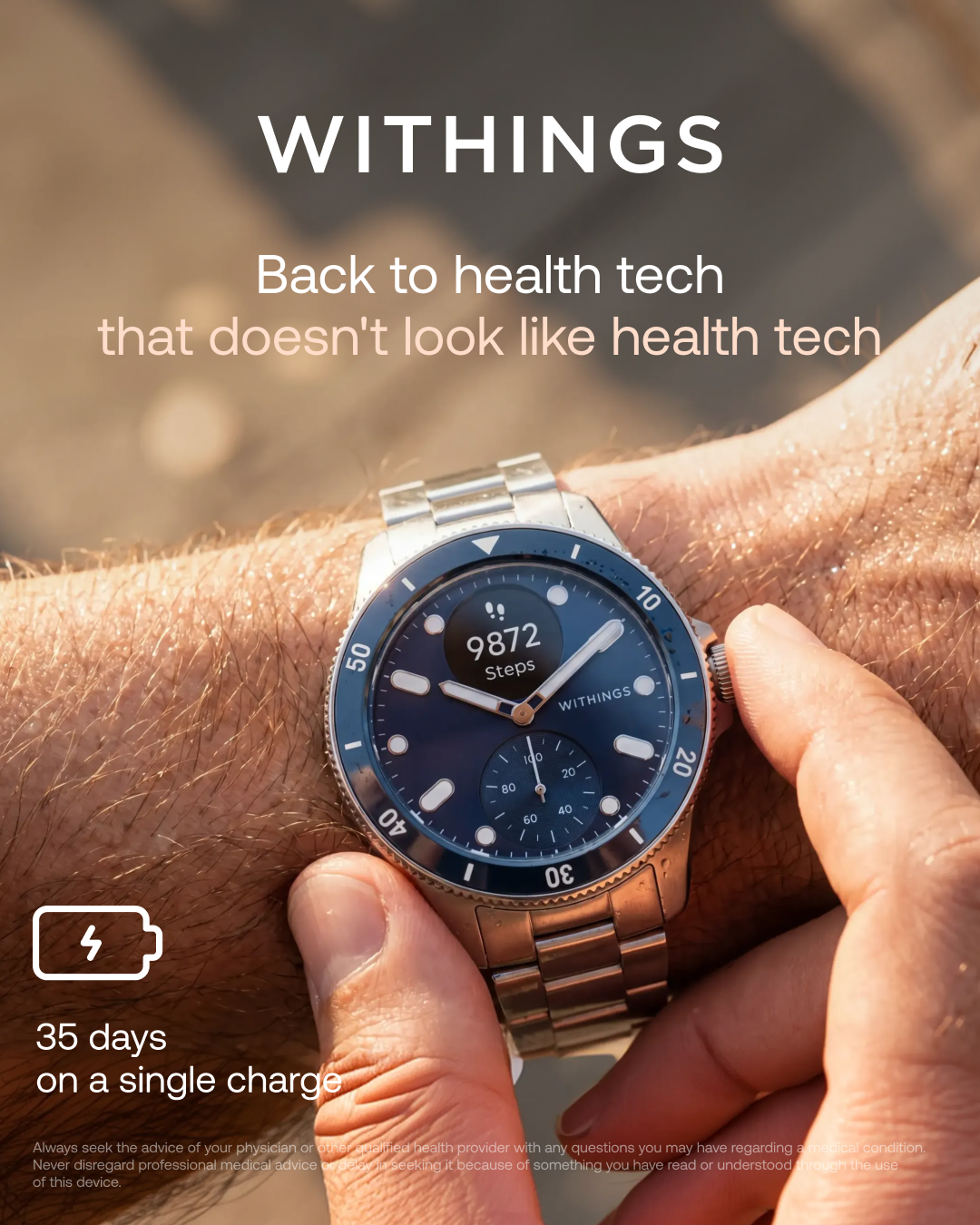 Withings Facebook ad: Back from vacation and fully charged?