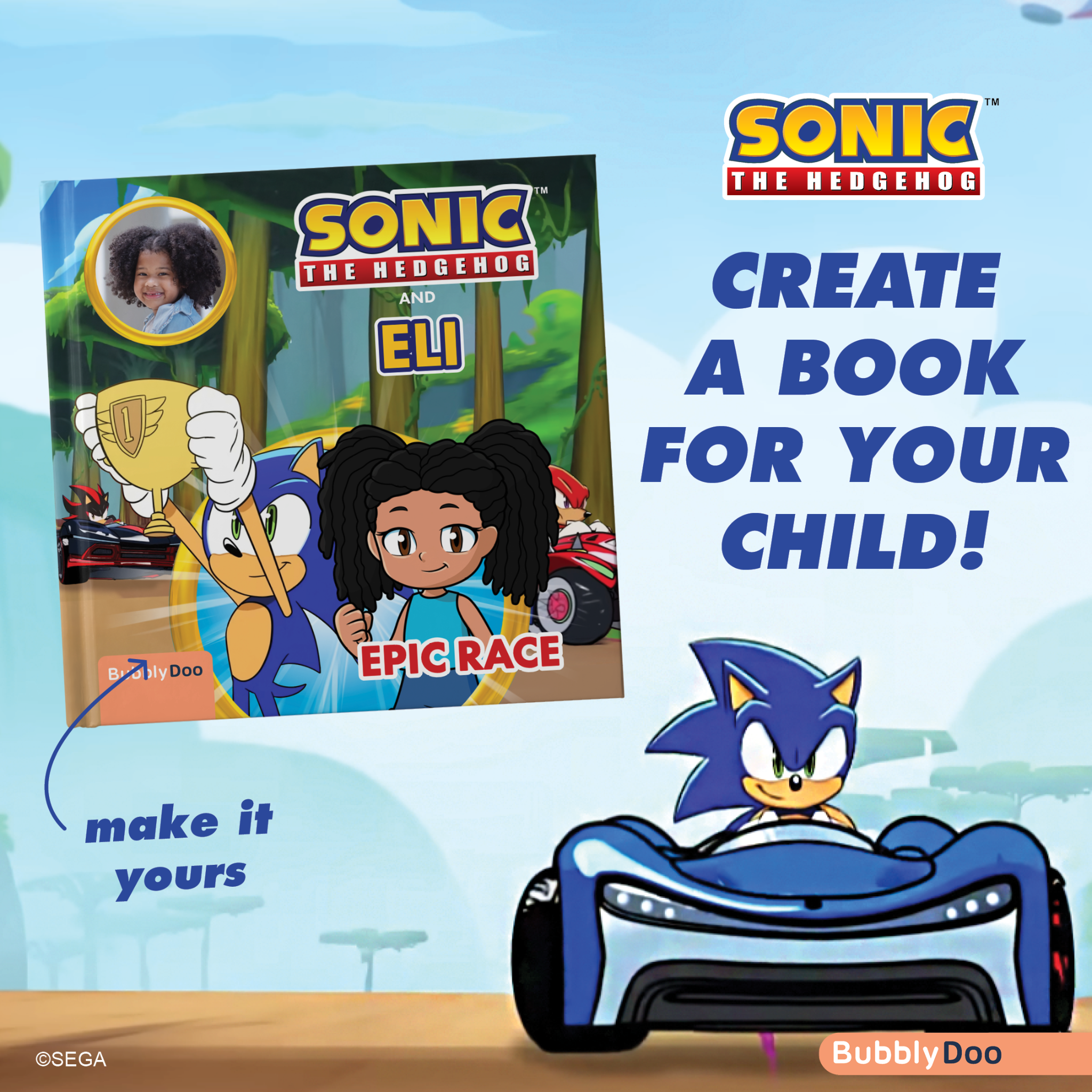 BubblyDoo Books Facebook ad: Also a Sonic fan at home?