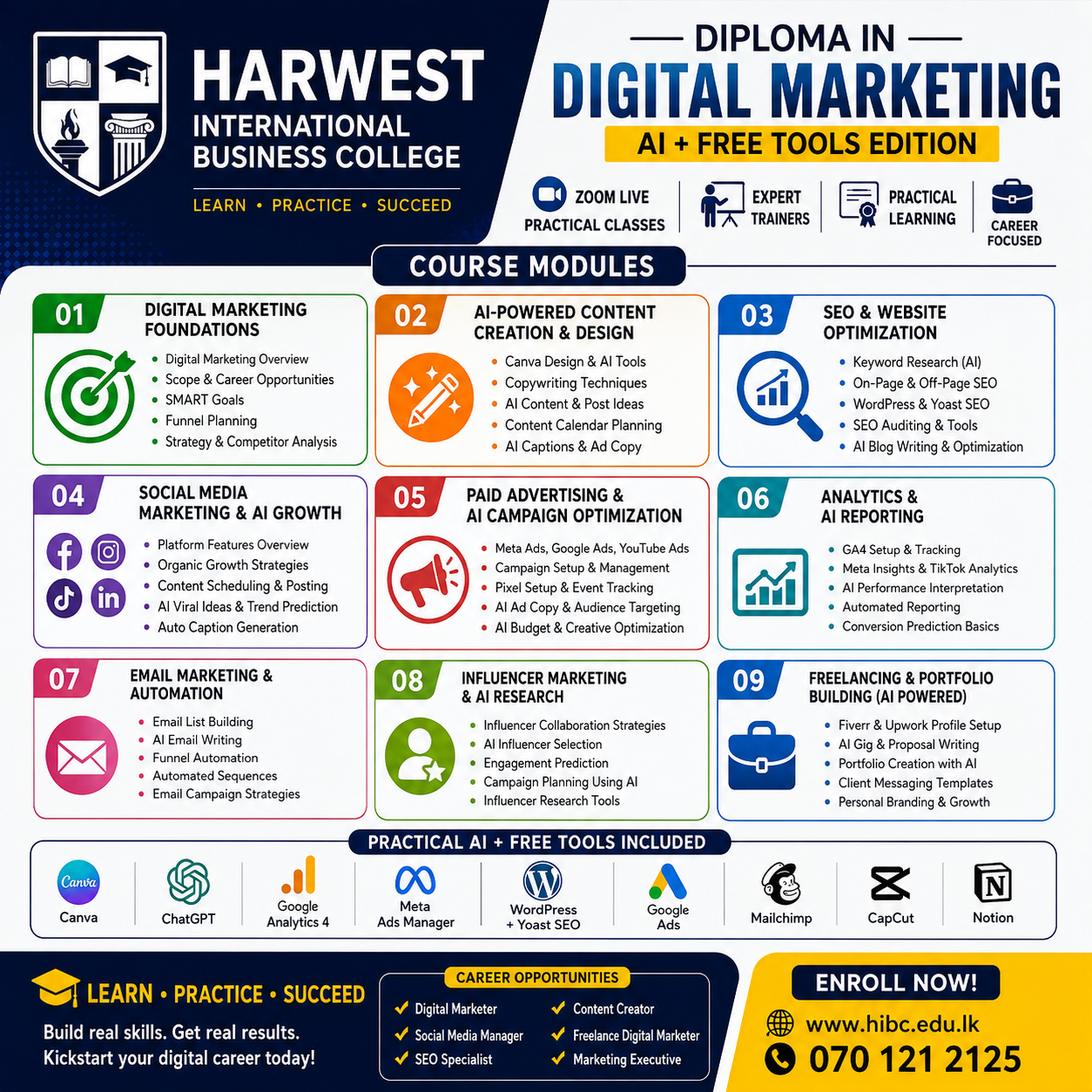 Harwest International Business College Facebook ad: Digital Marketing கற்று Career ஆரம்பியுங்கள்