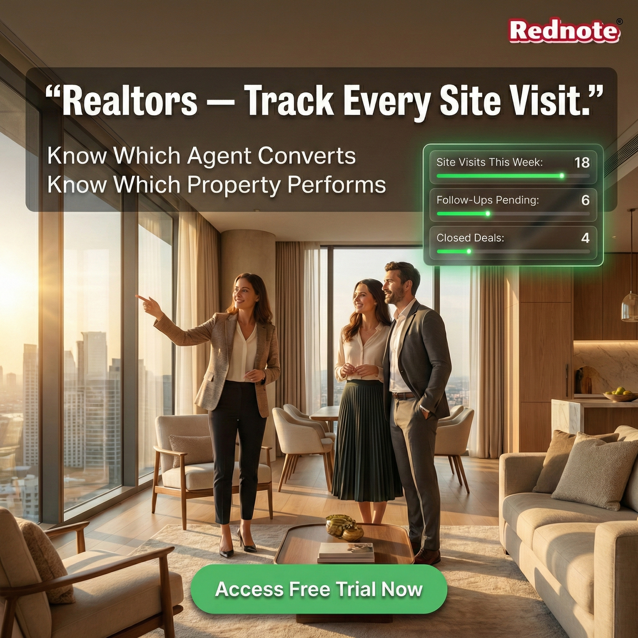 Rednote.in Facebook ad: Access Free Trial Now - Real Estate CRM