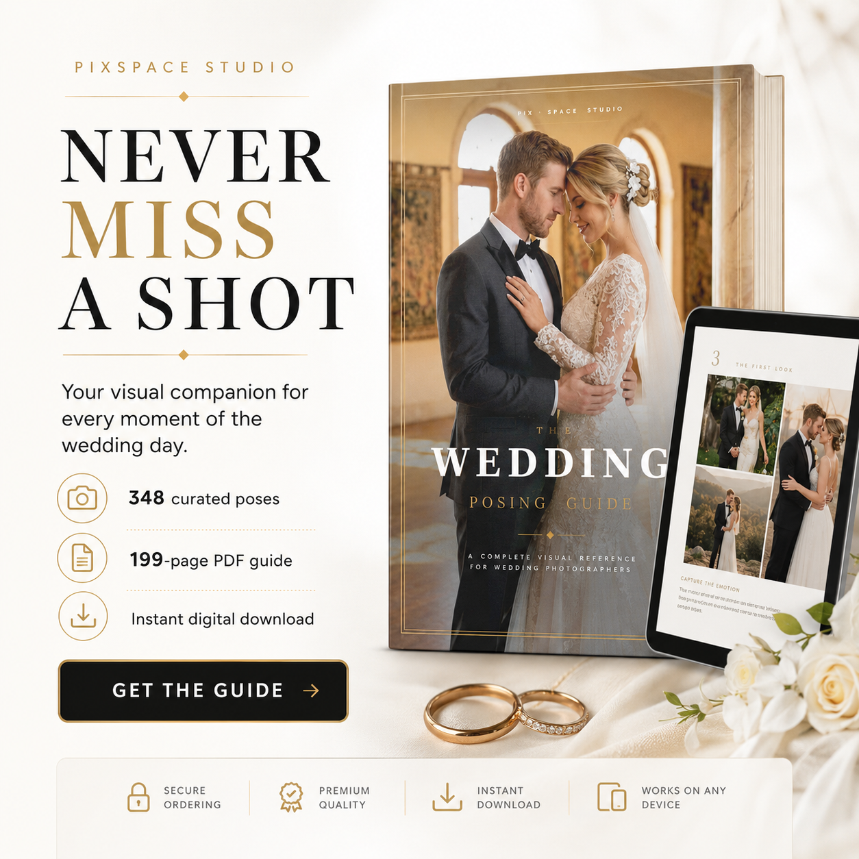 PixSpace Facebook ad: 348+ Curated Wedding Poses