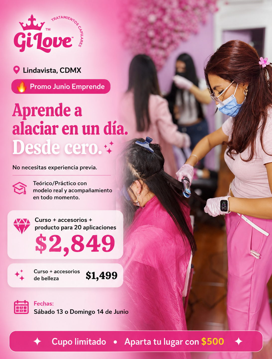 Proveedor Alaciados y Keratinas GI LOVE. CDMX Facebook ad: Aparta tu lugar con $500 MXN