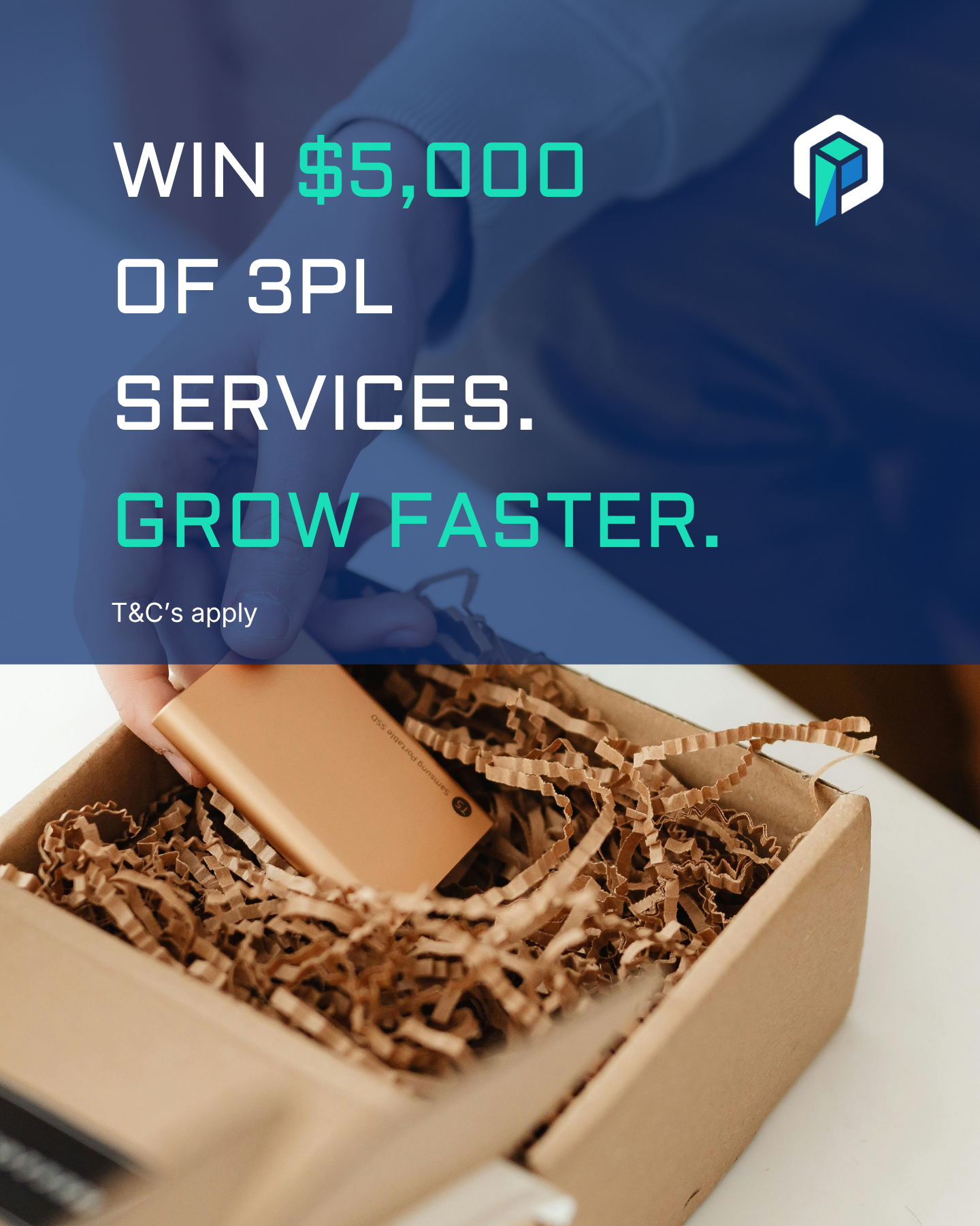 Fulfilpackers Facebook ad: WIN $5,000 OF 3PL SERVICES. GROW FASTER. SHIP SMARTER.