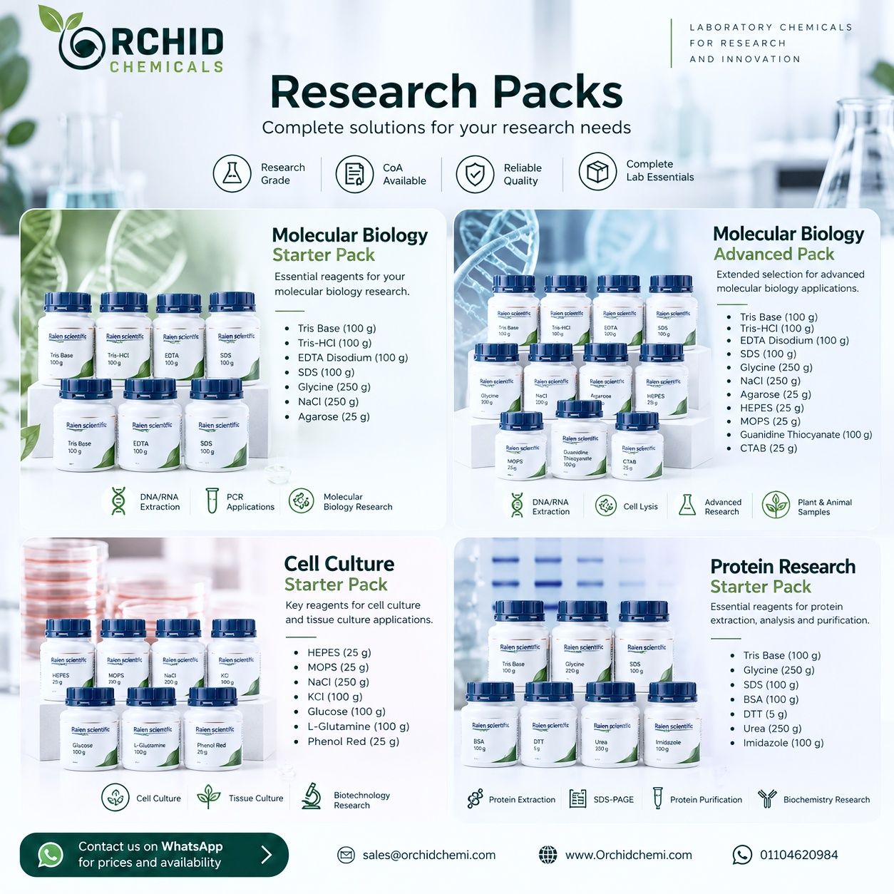 Orchid Chemicals اوركيد للكيماويات المعملية Facebook ad: ORCHID RESEARCH PACKS