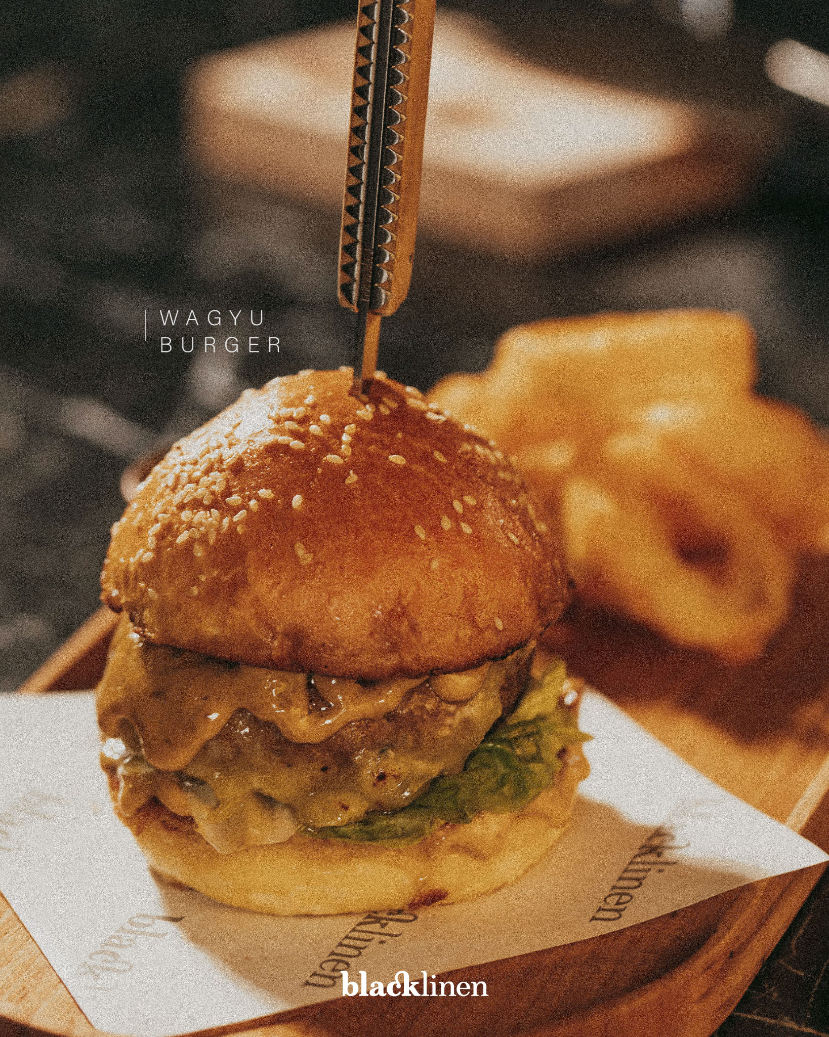 Blacklinen Penang Facebook ad: Aged Wagyu, rich with flavour.