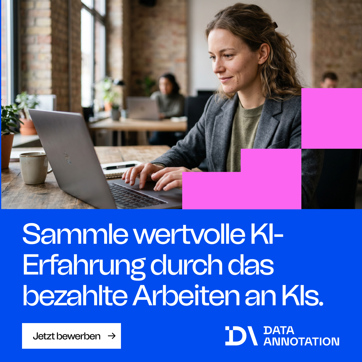 DataAnnotation Facebook ad: Geld verdienen mit KI-Training.